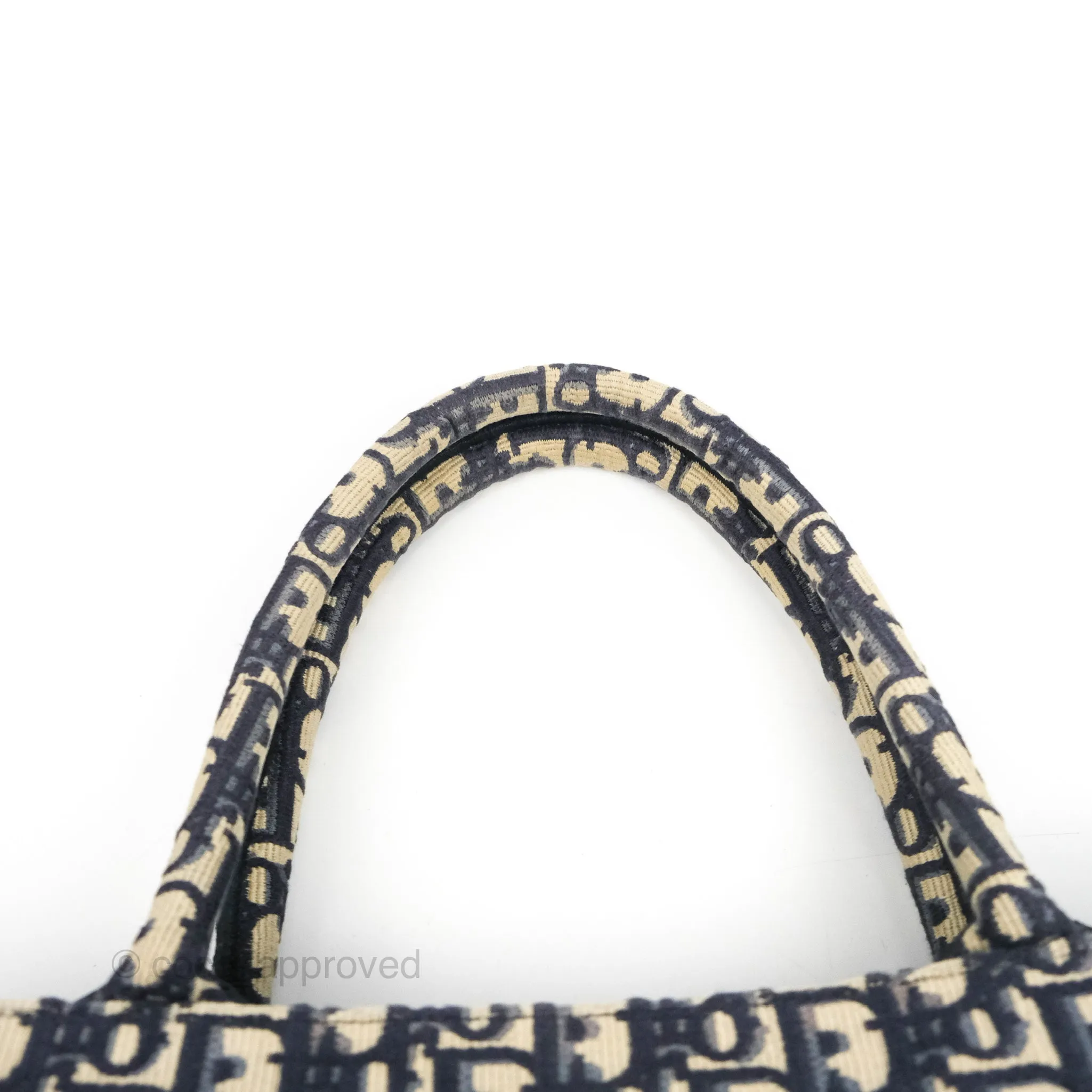 Christian Dior Medium Blue (Old Small) Dior Oblique Embroidery Canvas Book Tote