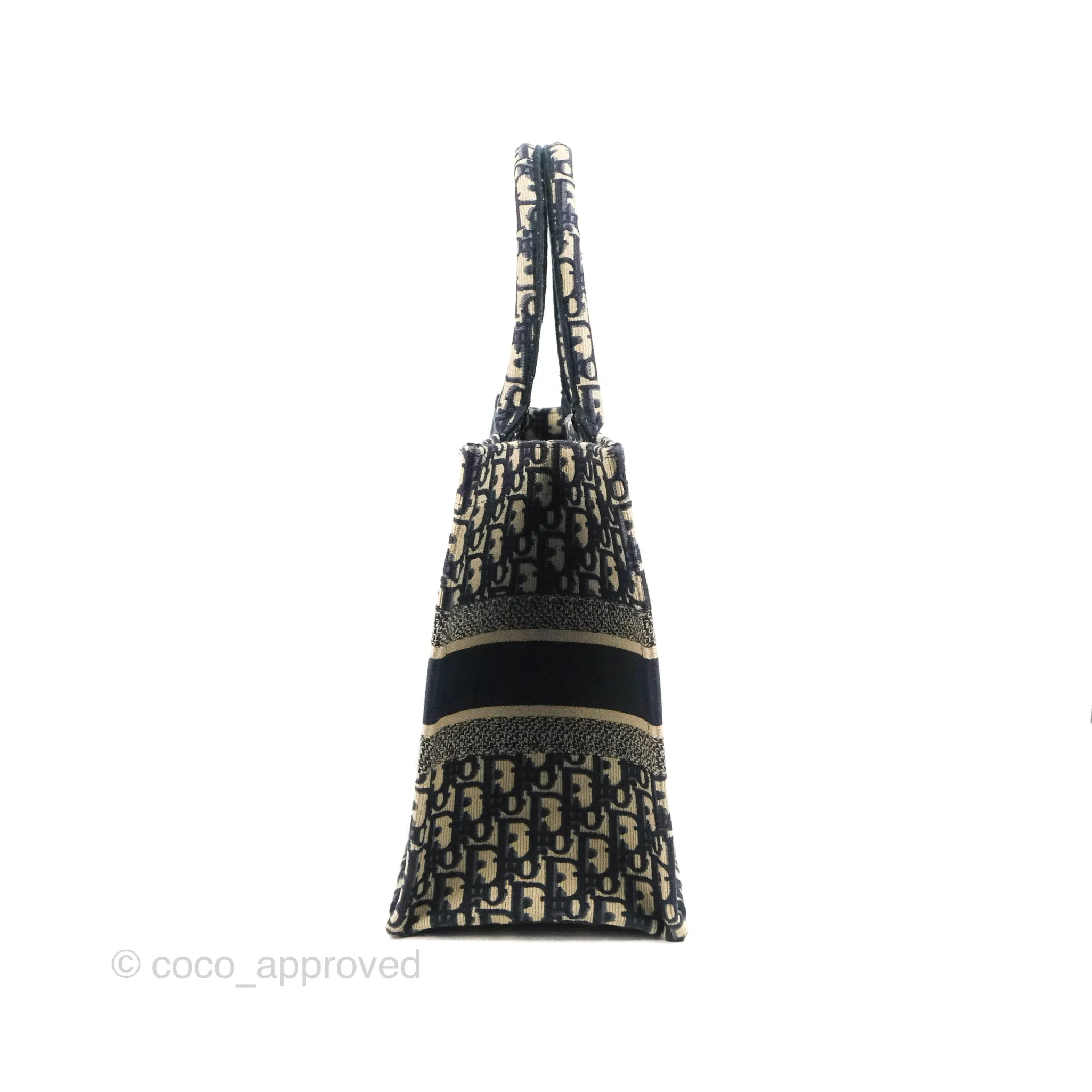 Christian Dior Medium Blue (Old Small) Dior Oblique Embroidery Canvas Book Tote