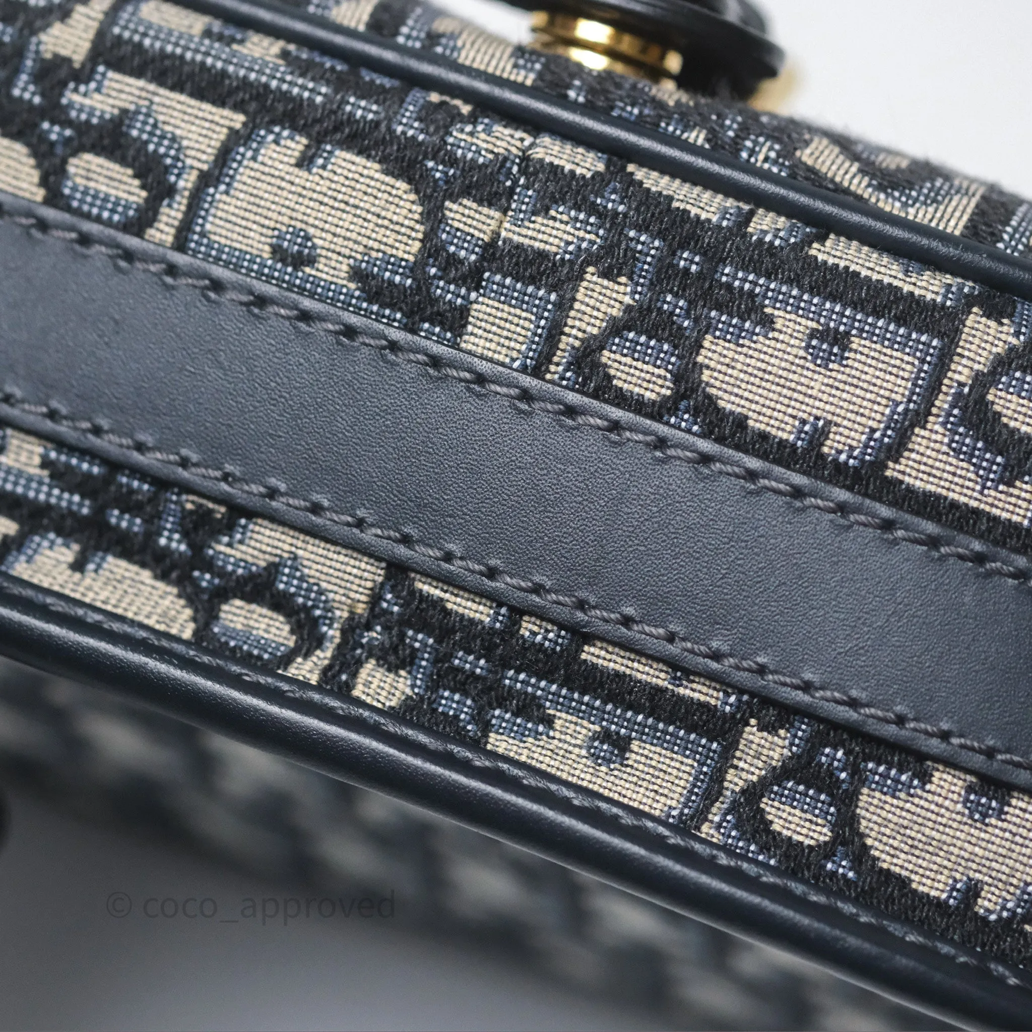 Christian Dior Medium Bobby Bag Blue Oblique Jacquard Canvas