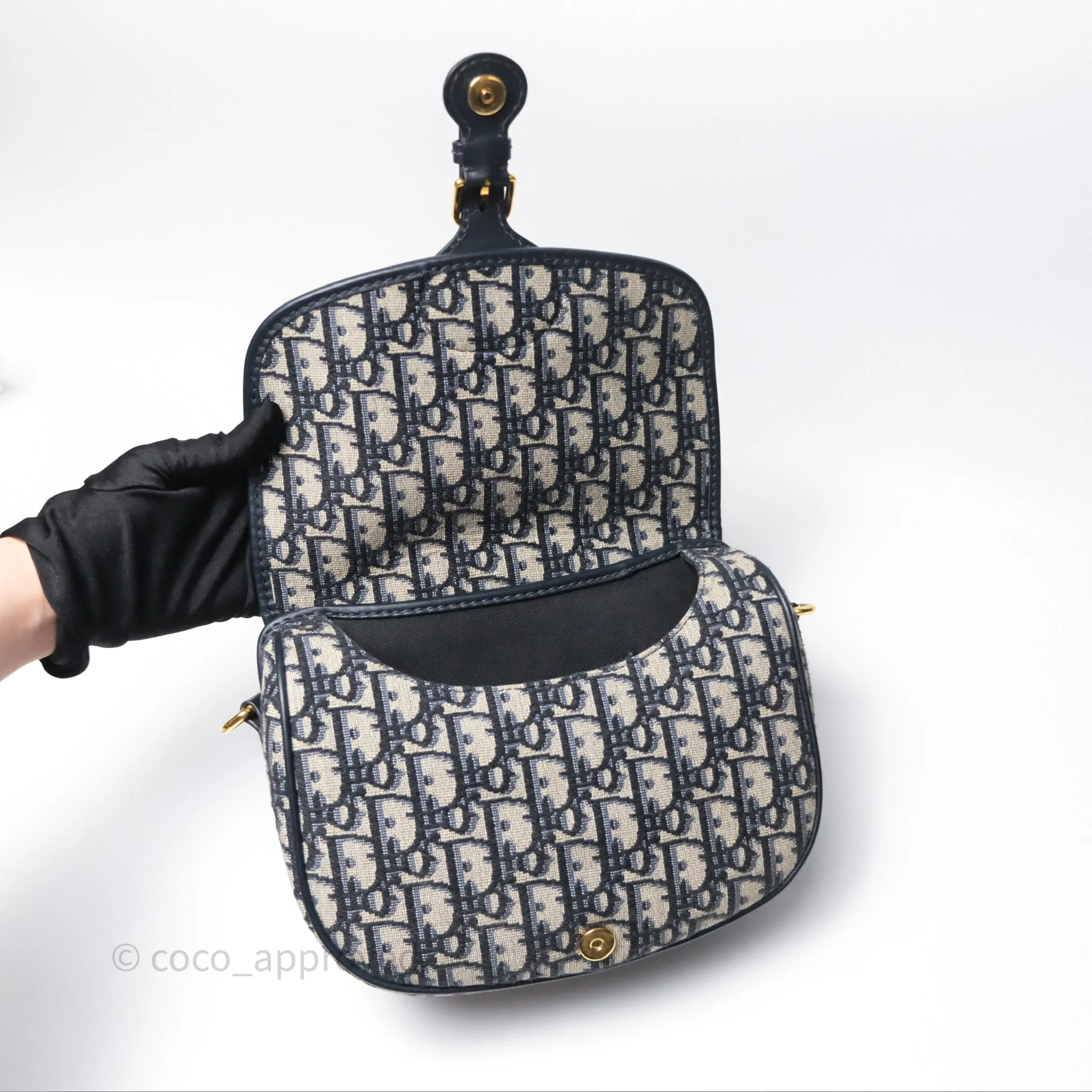Christian Dior Medium Bobby Bag Blue Oblique Jacquard Canvas
