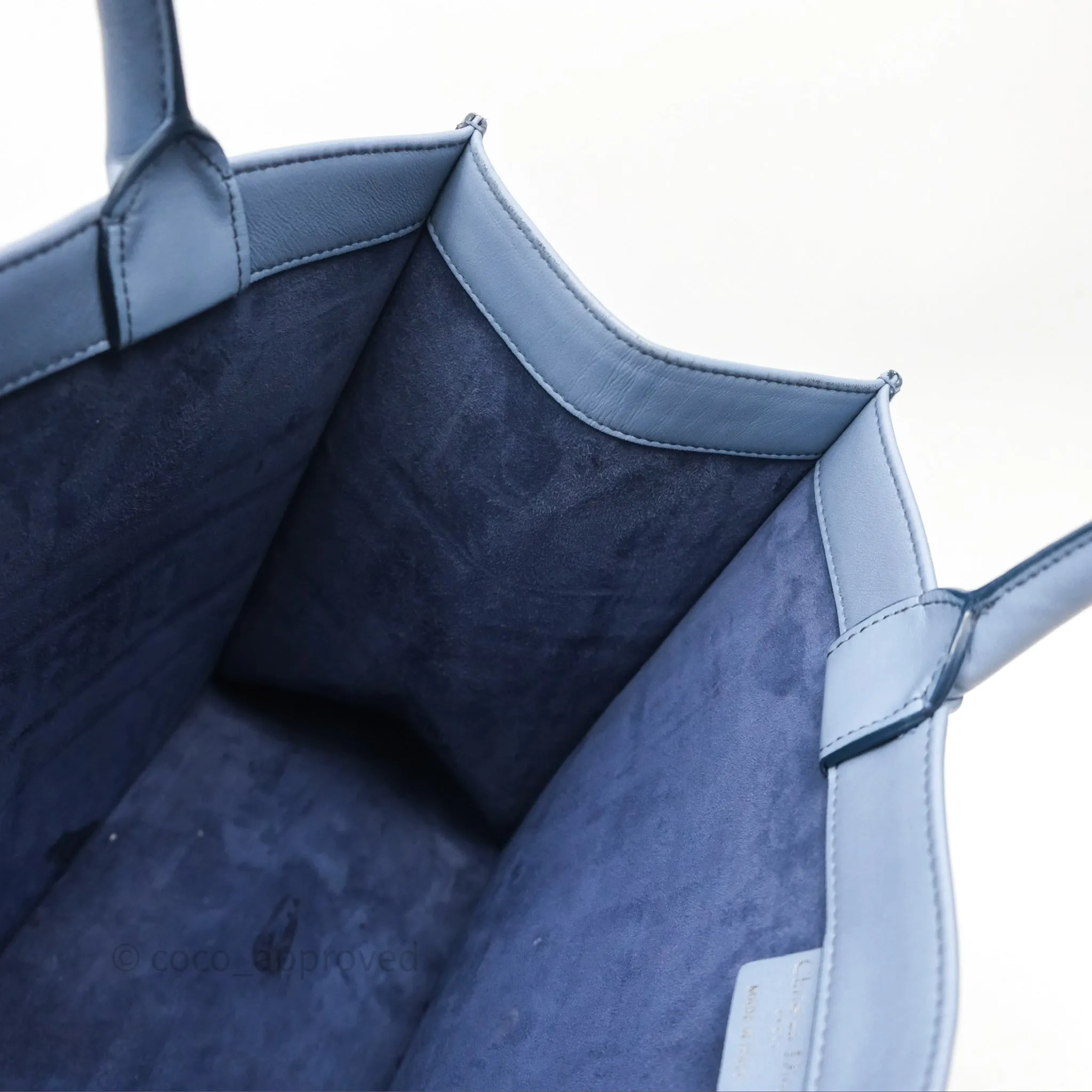 Christian Dior Medium Book Tote Blue Calfskin