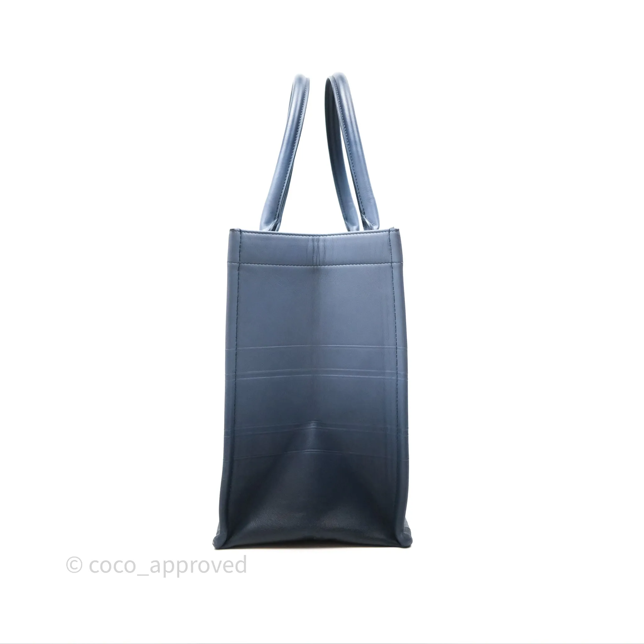 Christian Dior Medium Book Tote Blue Calfskin