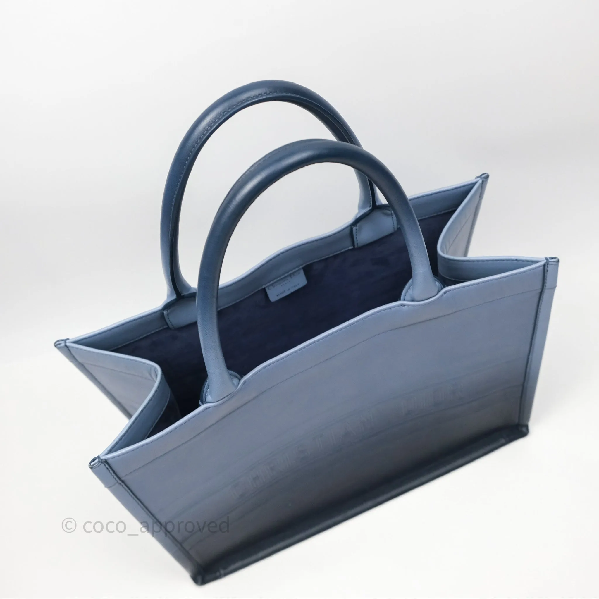 Christian Dior Medium Book Tote Blue Calfskin