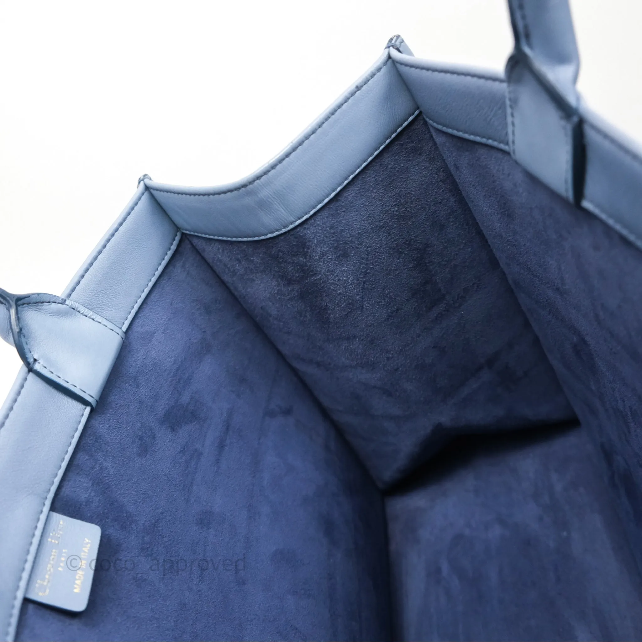 Christian Dior Medium Book Tote Blue Calfskin