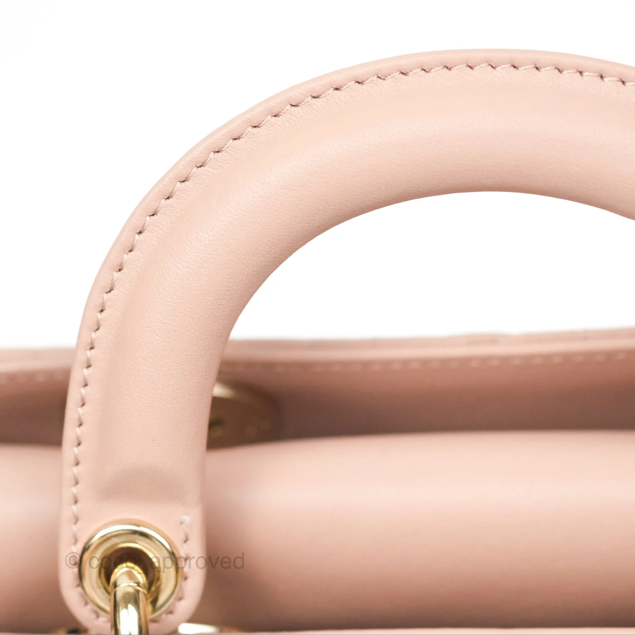 Christian Dior Medium Lady D-Joy Nude Pink Lambskin Heart Quilted