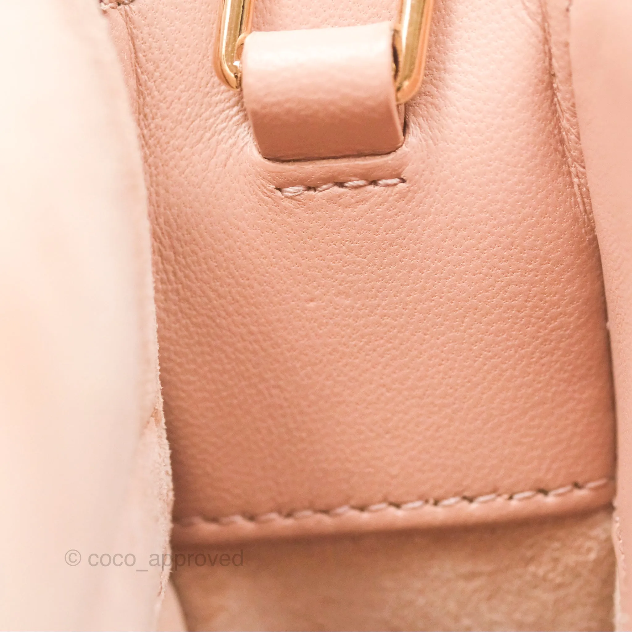 Christian Dior Medium Lady D-Joy Nude Pink Lambskin Heart Quilted