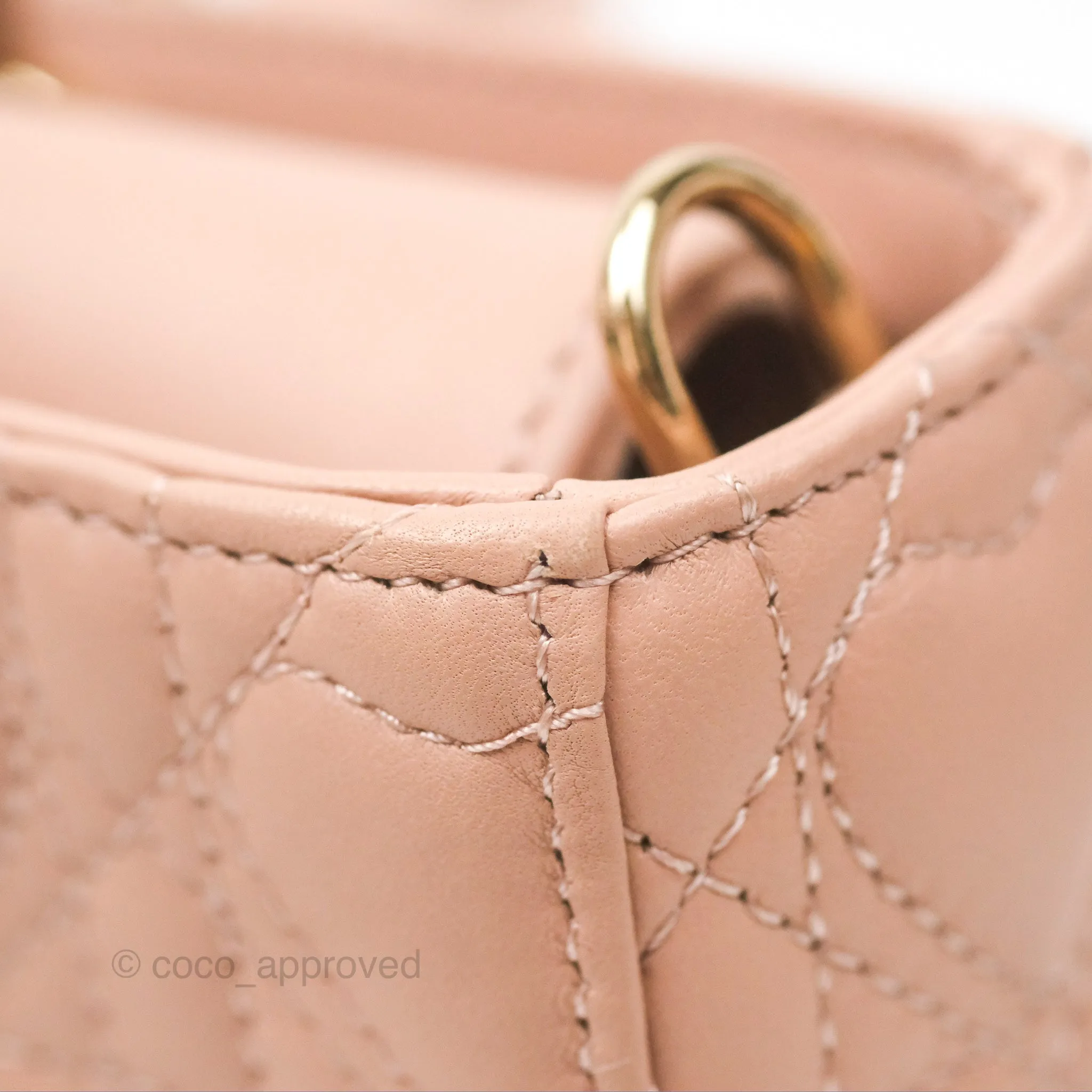 Christian Dior Medium Lady D-Joy Nude Pink Lambskin Heart Quilted
