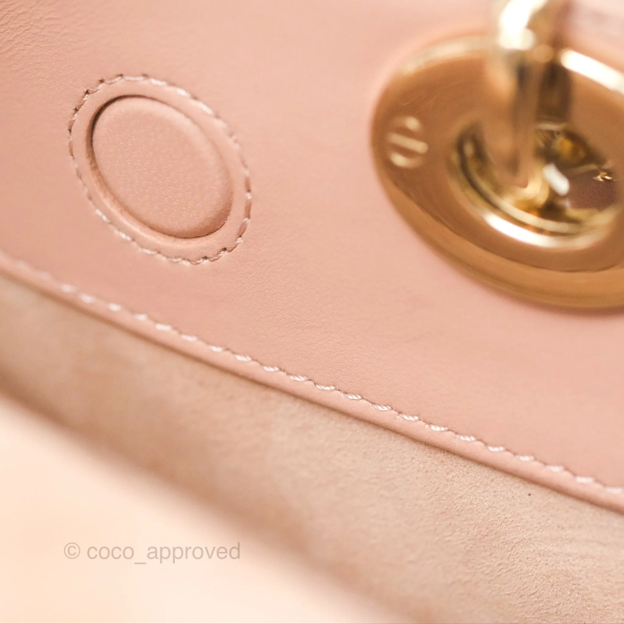 Christian Dior Medium Lady D-Joy Nude Pink Lambskin Heart Quilted
