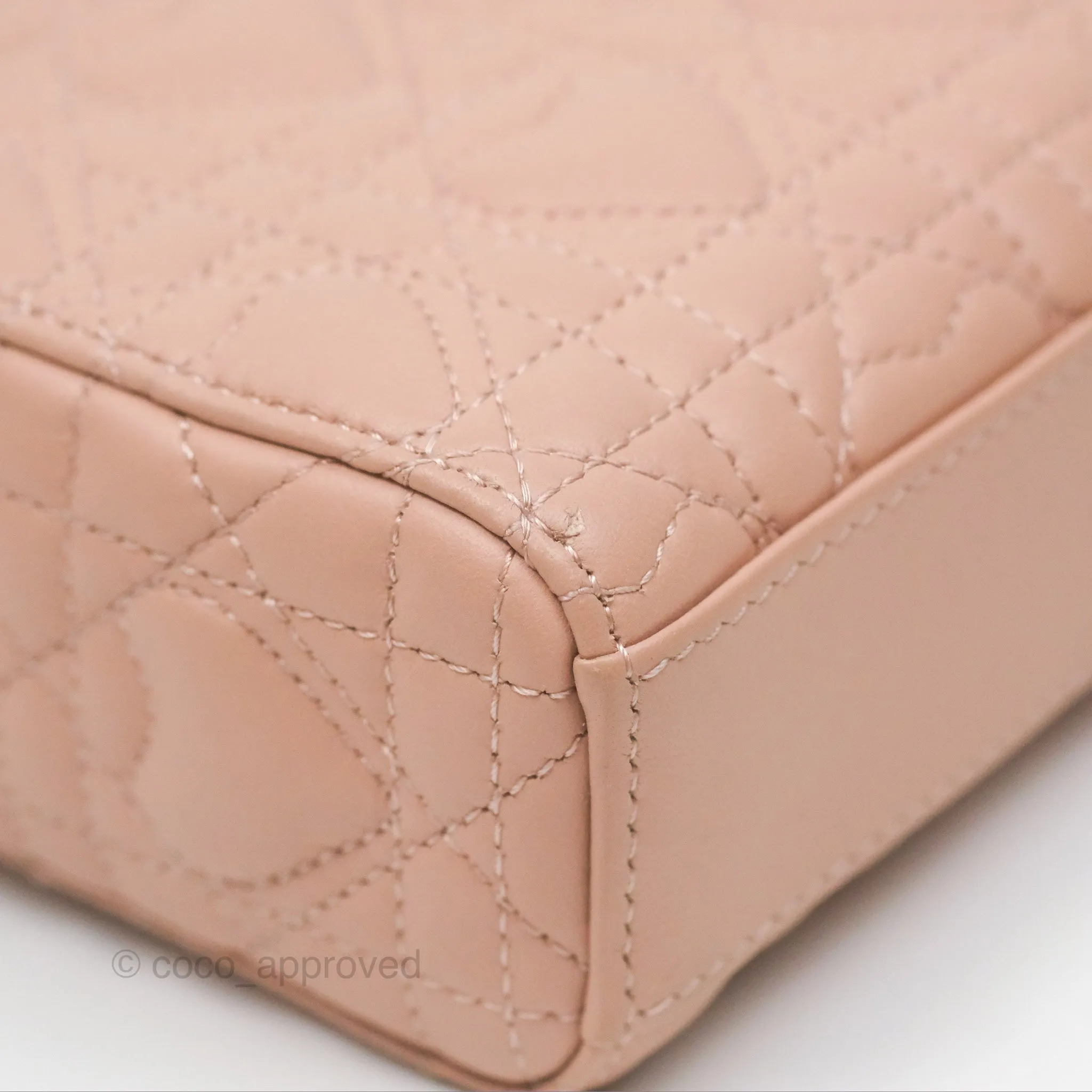 Christian Dior Medium Lady D-Joy Nude Pink Lambskin Heart Quilted