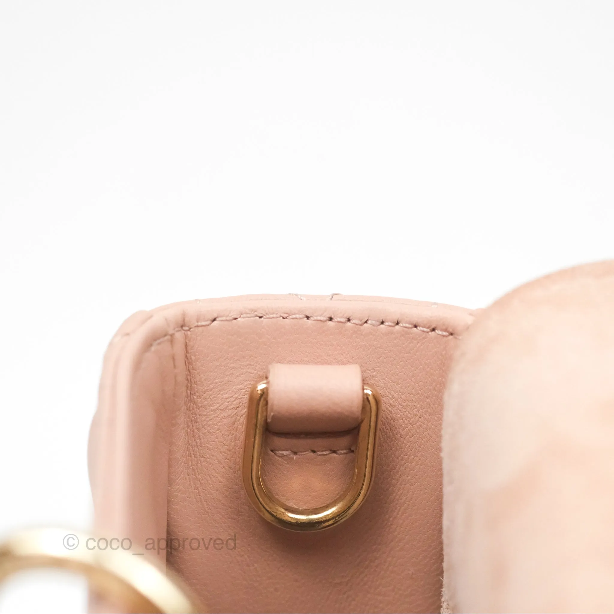 Christian Dior Medium Lady D-Joy Nude Pink Lambskin Heart Quilted