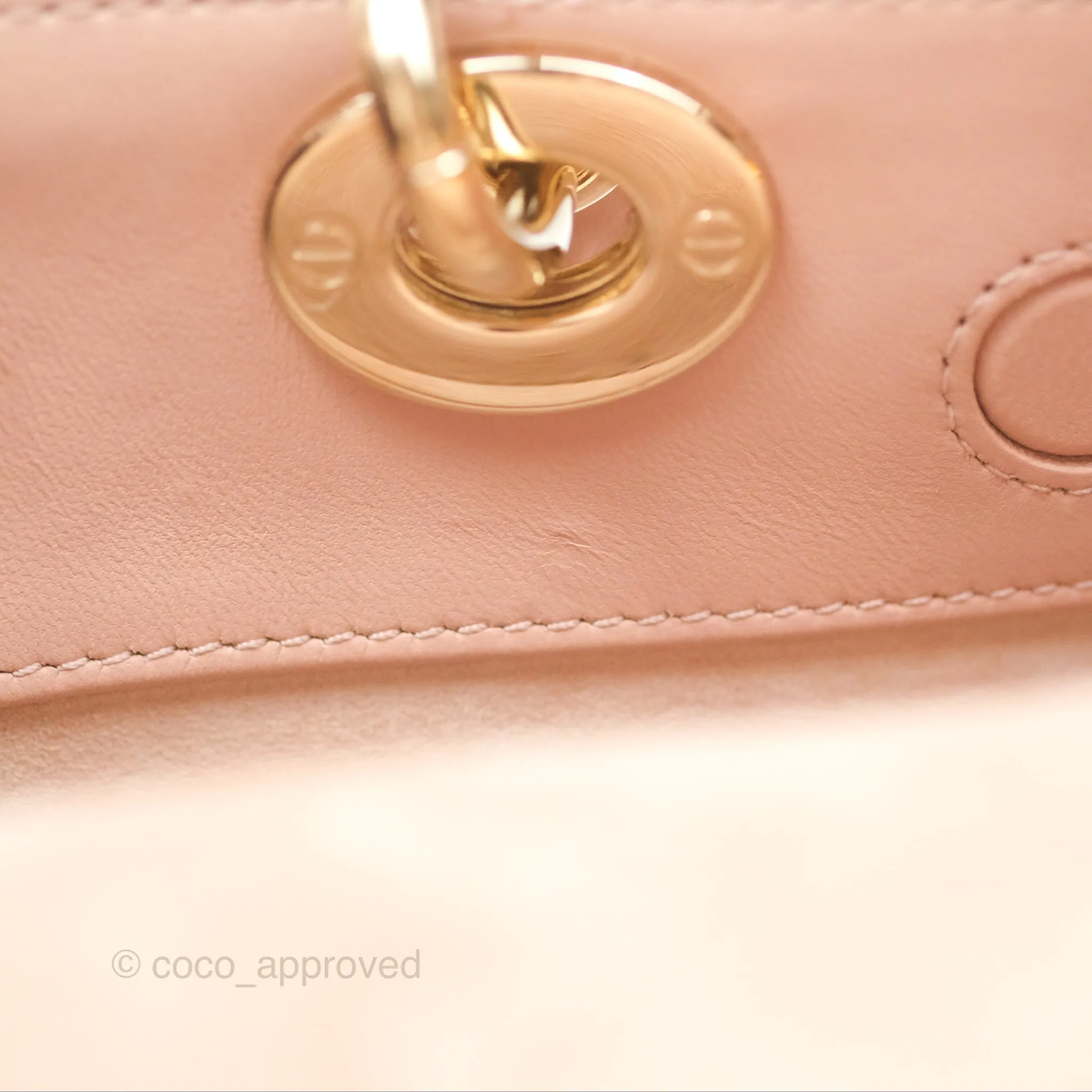 Christian Dior Medium Lady D-Joy Nude Pink Lambskin Heart Quilted