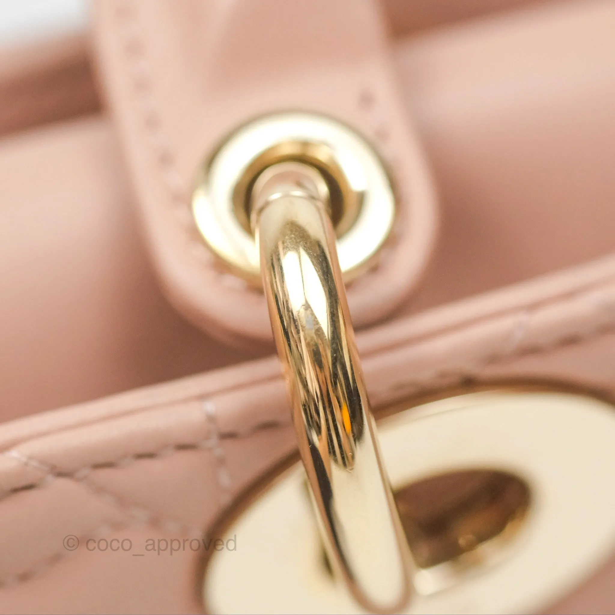 Christian Dior Medium Lady D-Joy Nude Pink Lambskin Heart Quilted