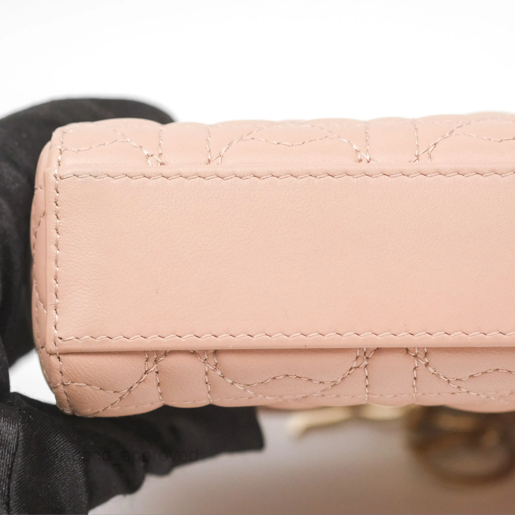 Christian Dior Medium Lady D-Joy Nude Pink Lambskin Heart Quilted
