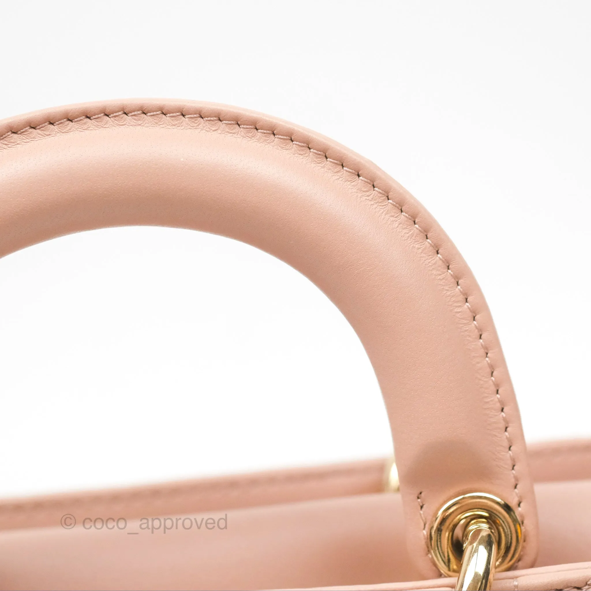 Christian Dior Medium Lady D-Joy Nude Pink Lambskin Heart Quilted