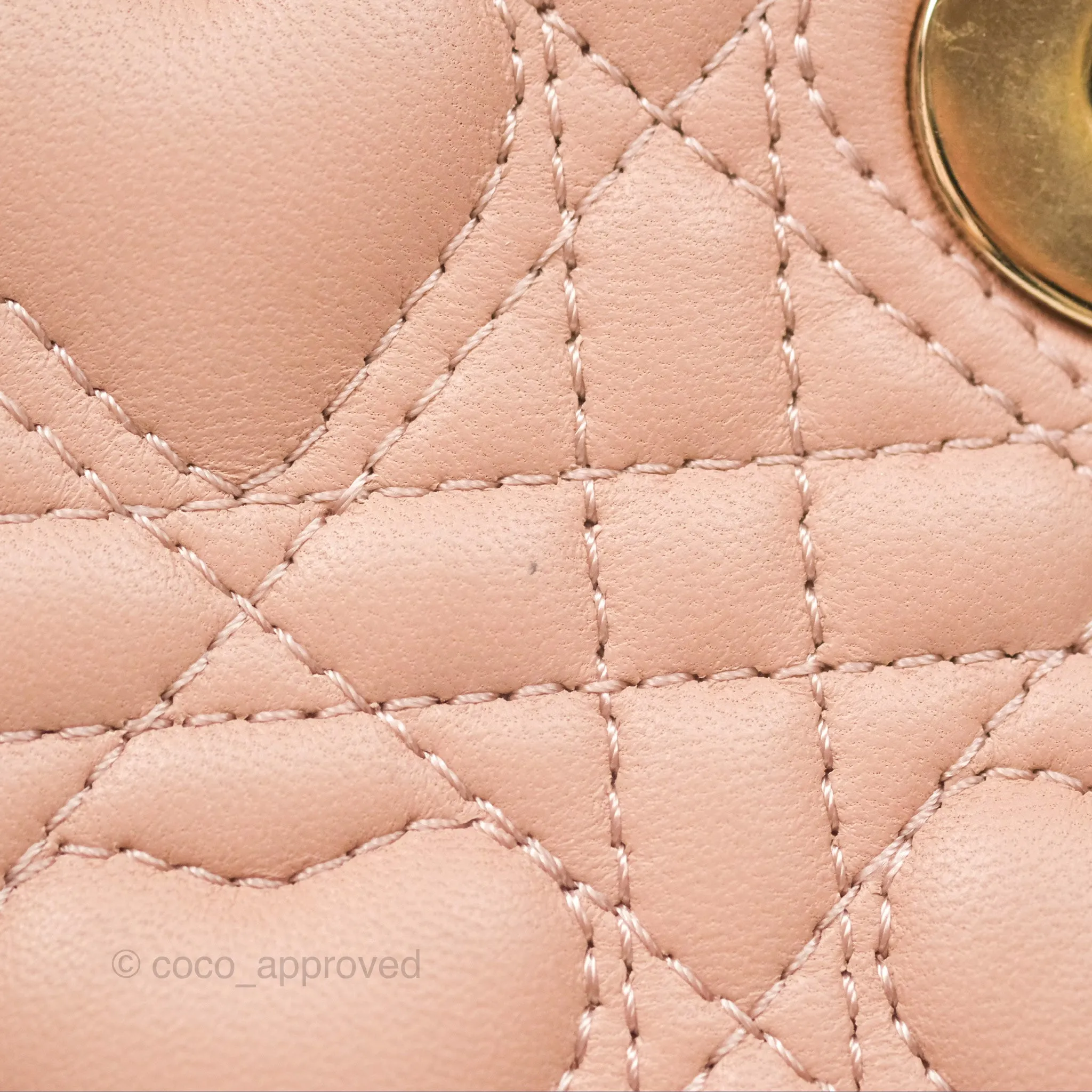 Christian Dior Medium Lady D-Joy Nude Pink Lambskin Heart Quilted