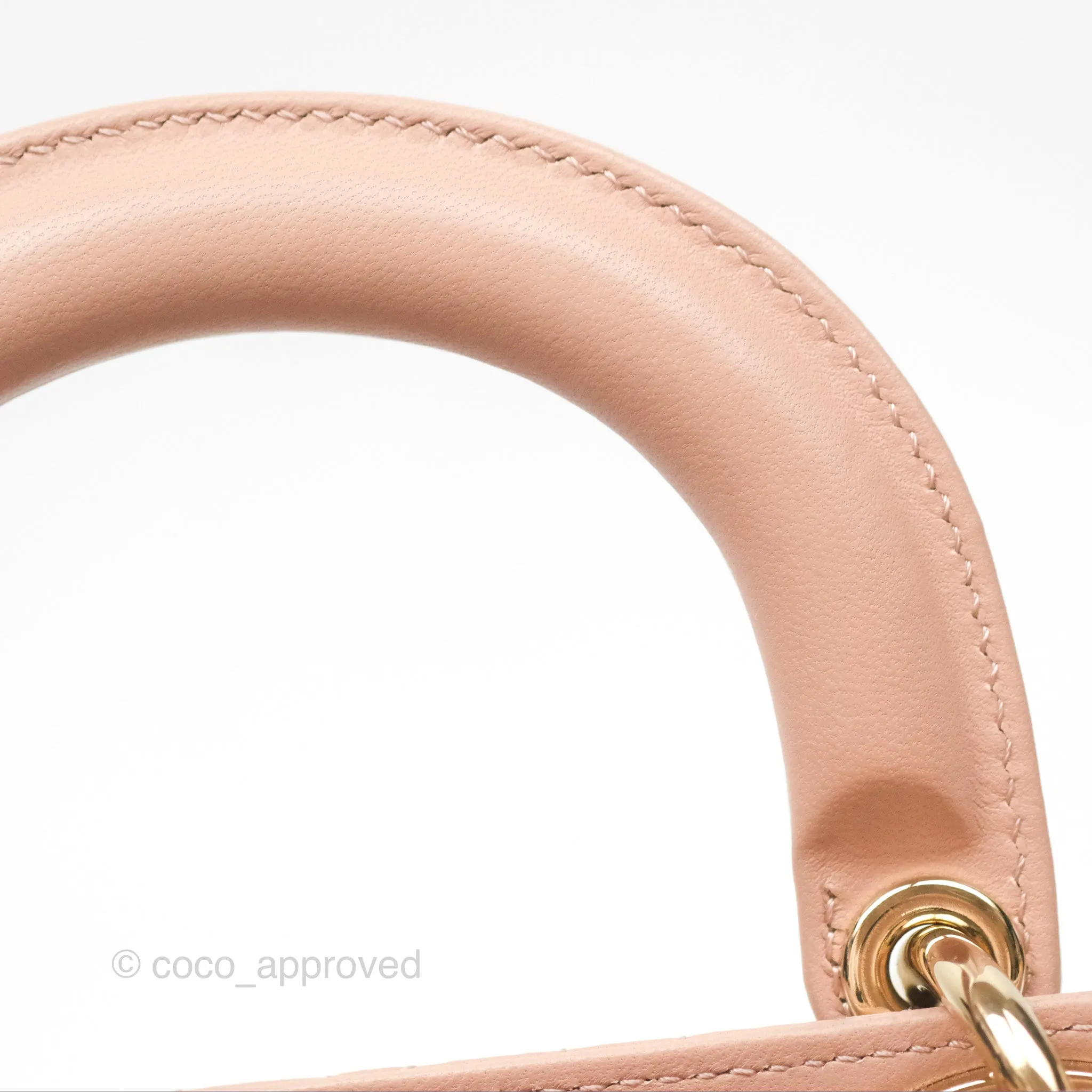 Christian Dior Medium Lady D-Joy Nude Pink Lambskin Heart Quilted
