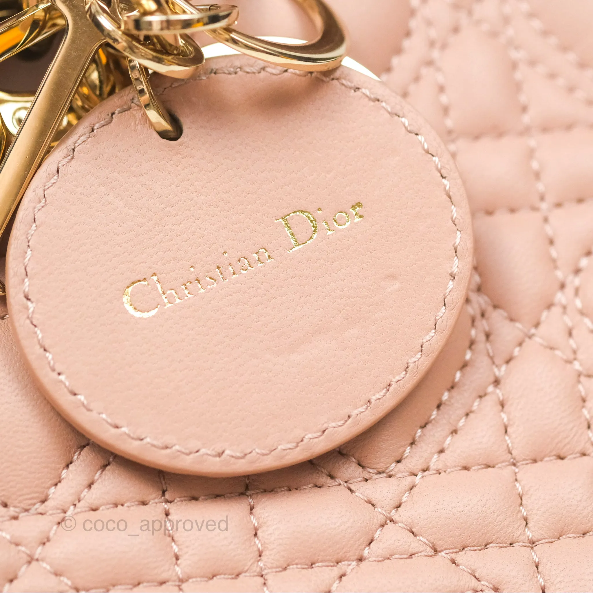 Christian Dior Medium Lady D-Joy Nude Pink Lambskin Heart Quilted