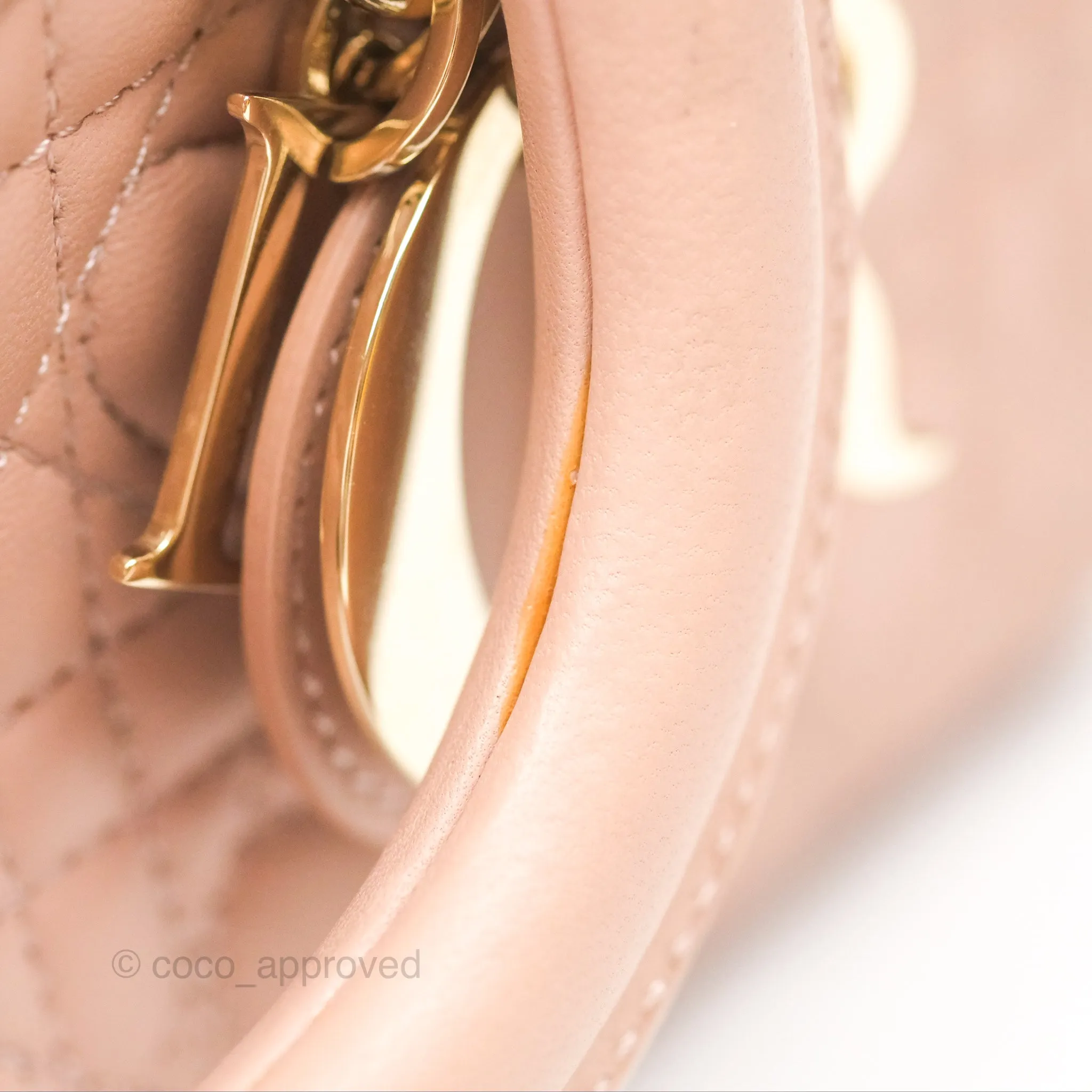 Christian Dior Medium Lady D-Joy Nude Pink Lambskin Heart Quilted