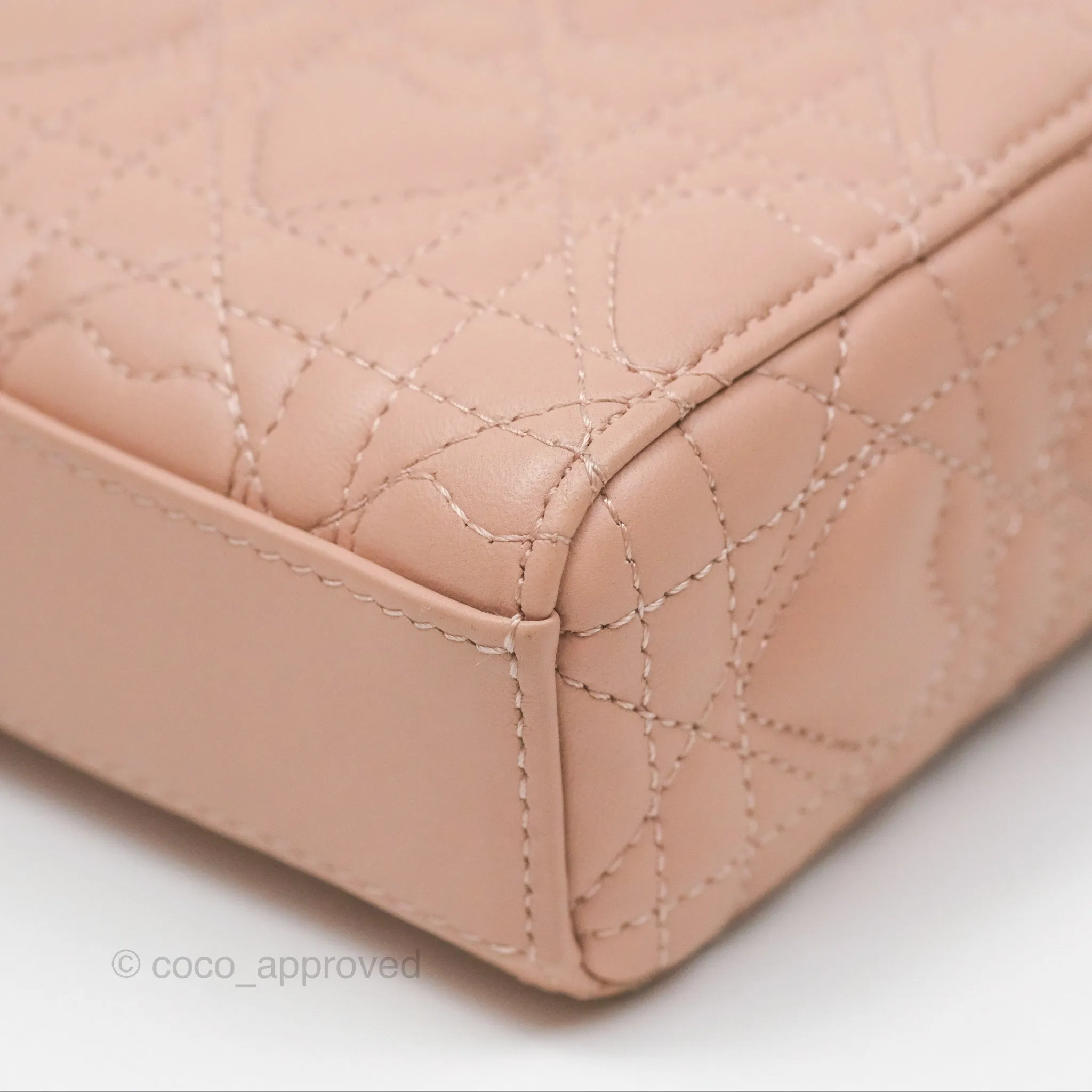 Christian Dior Medium Lady D-Joy Nude Pink Lambskin Heart Quilted