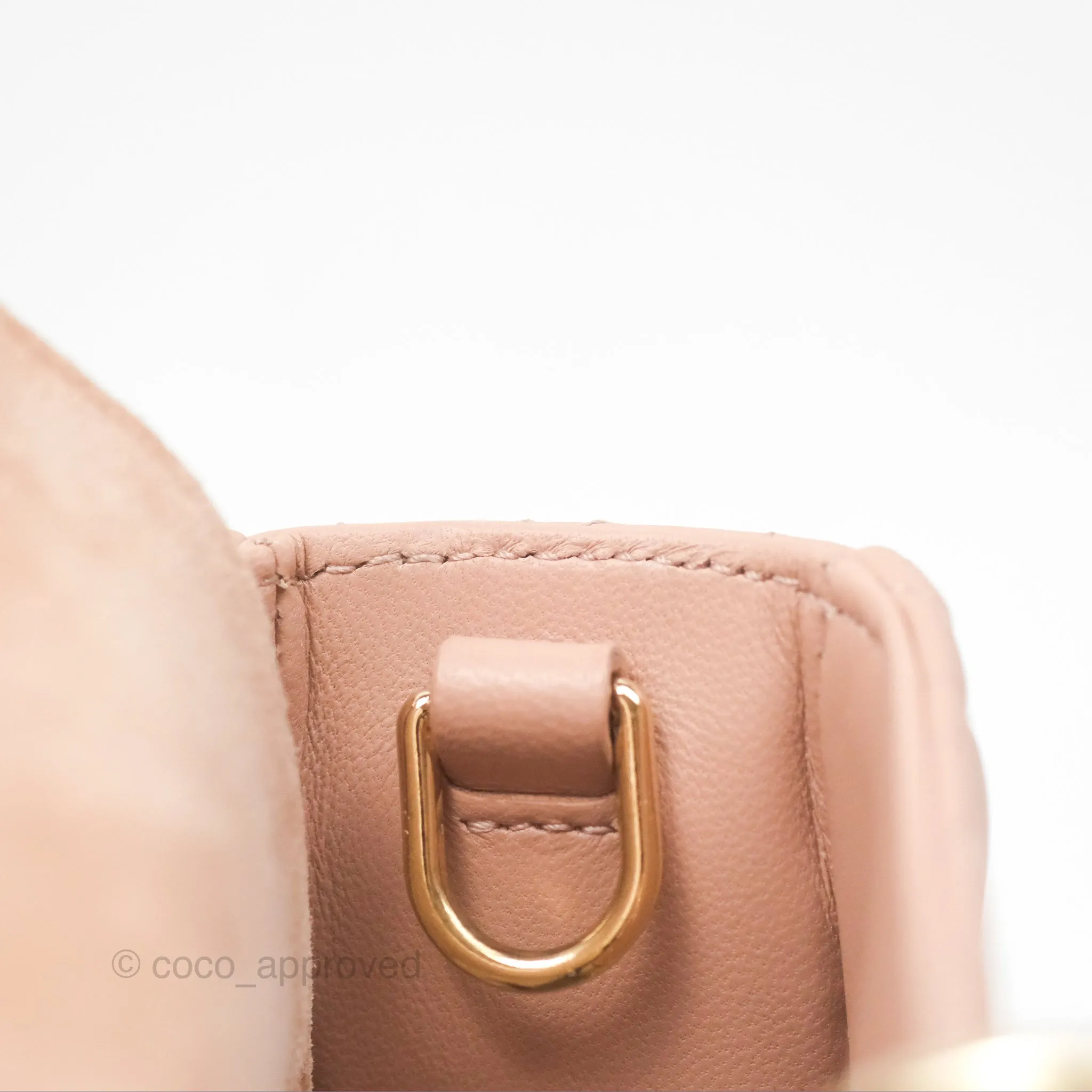 Christian Dior Medium Lady D-Joy Nude Pink Lambskin Heart Quilted