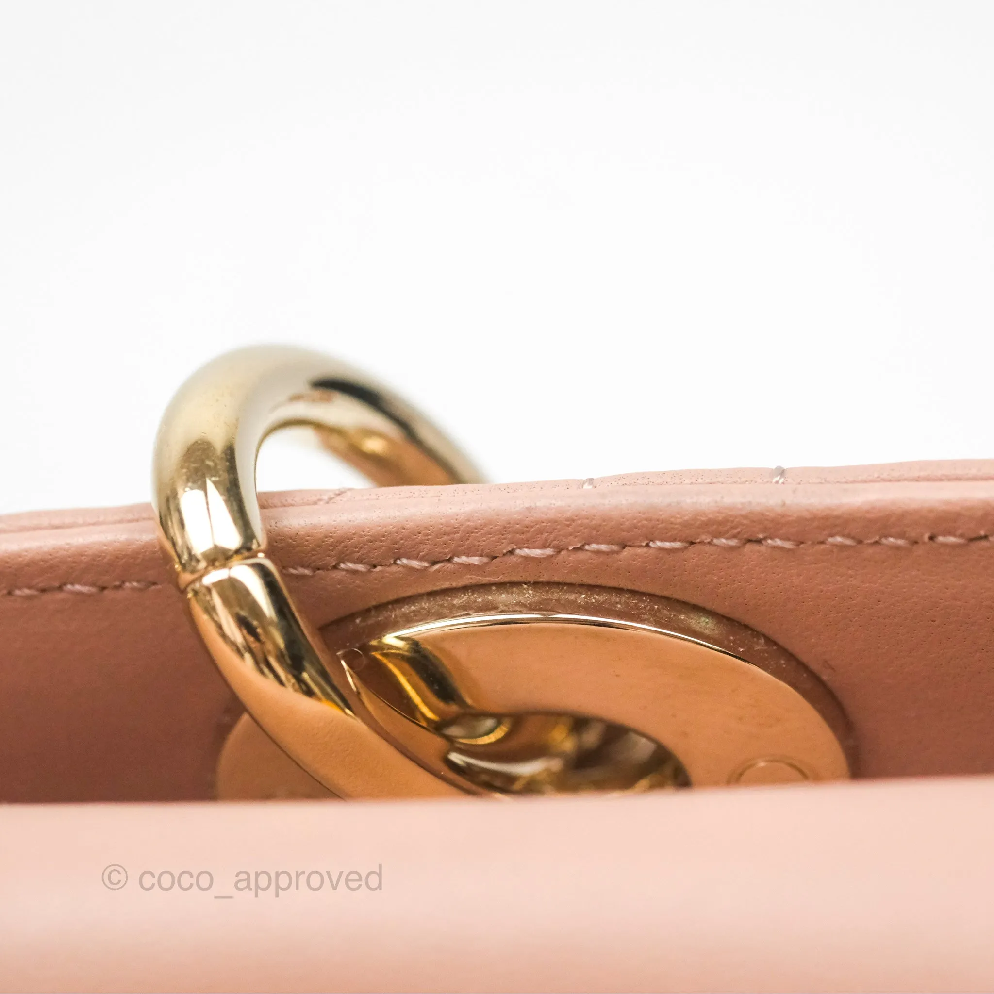 Christian Dior Medium Lady D-Joy Nude Pink Lambskin Heart Quilted