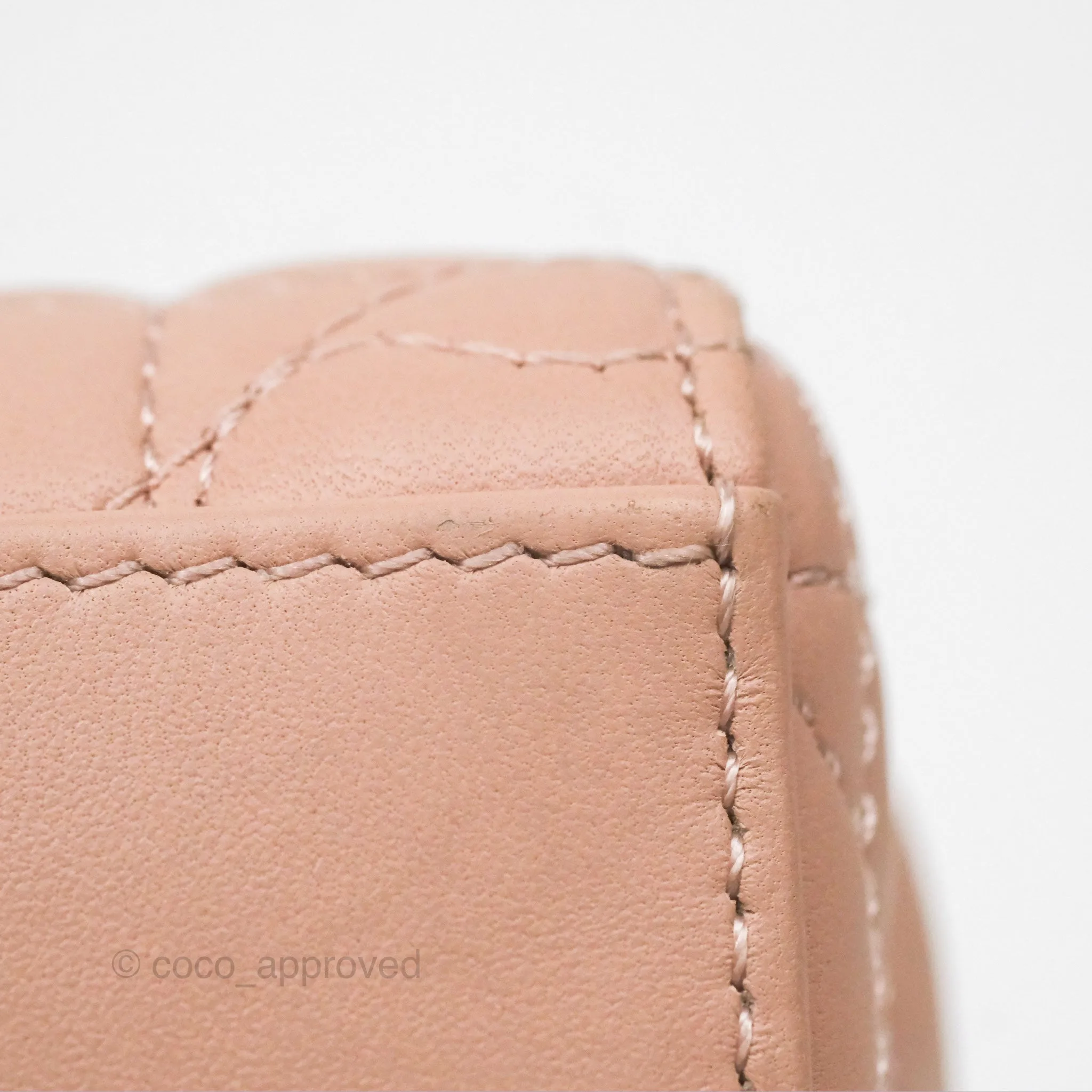 Christian Dior Medium Lady D-Joy Nude Pink Lambskin Heart Quilted