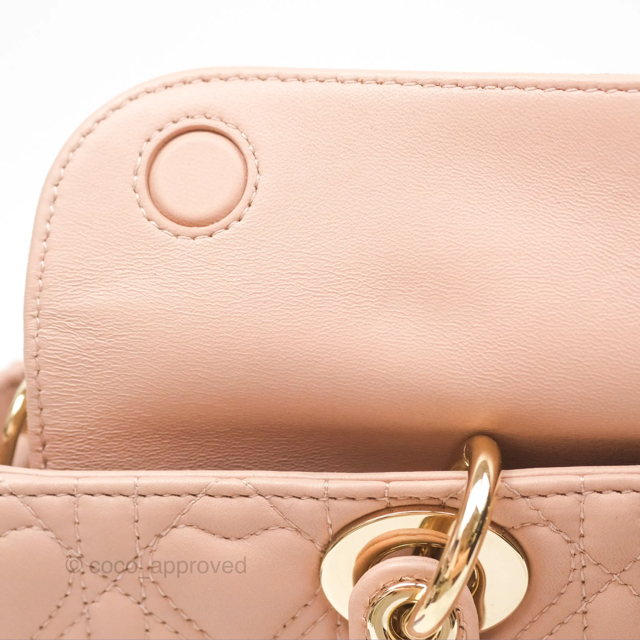 Christian Dior Medium Lady D-Joy Nude Pink Lambskin Heart Quilted