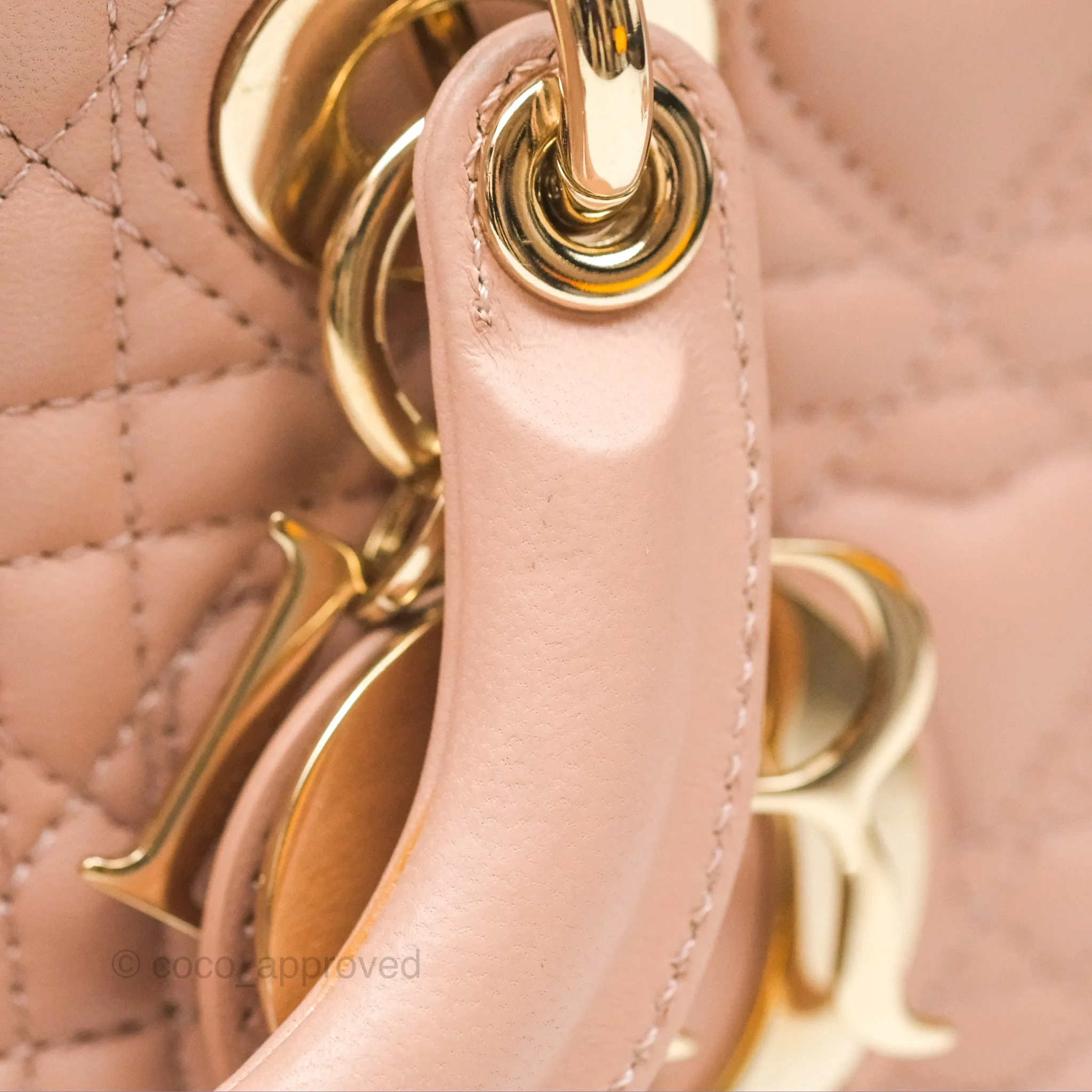 Christian Dior Medium Lady D-Joy Nude Pink Lambskin Heart Quilted