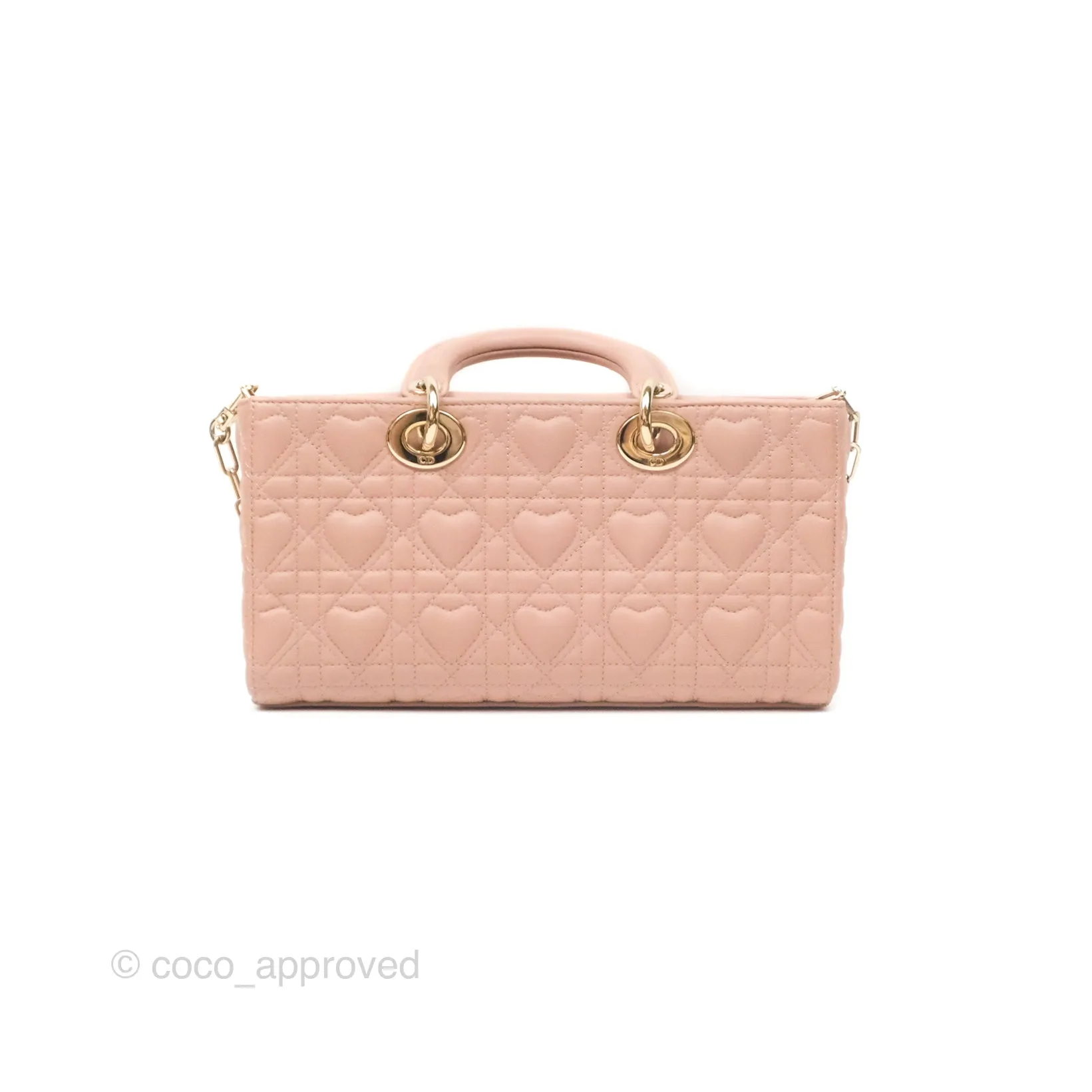 Christian Dior Medium Lady D-Joy Nude Pink Lambskin Heart Quilted