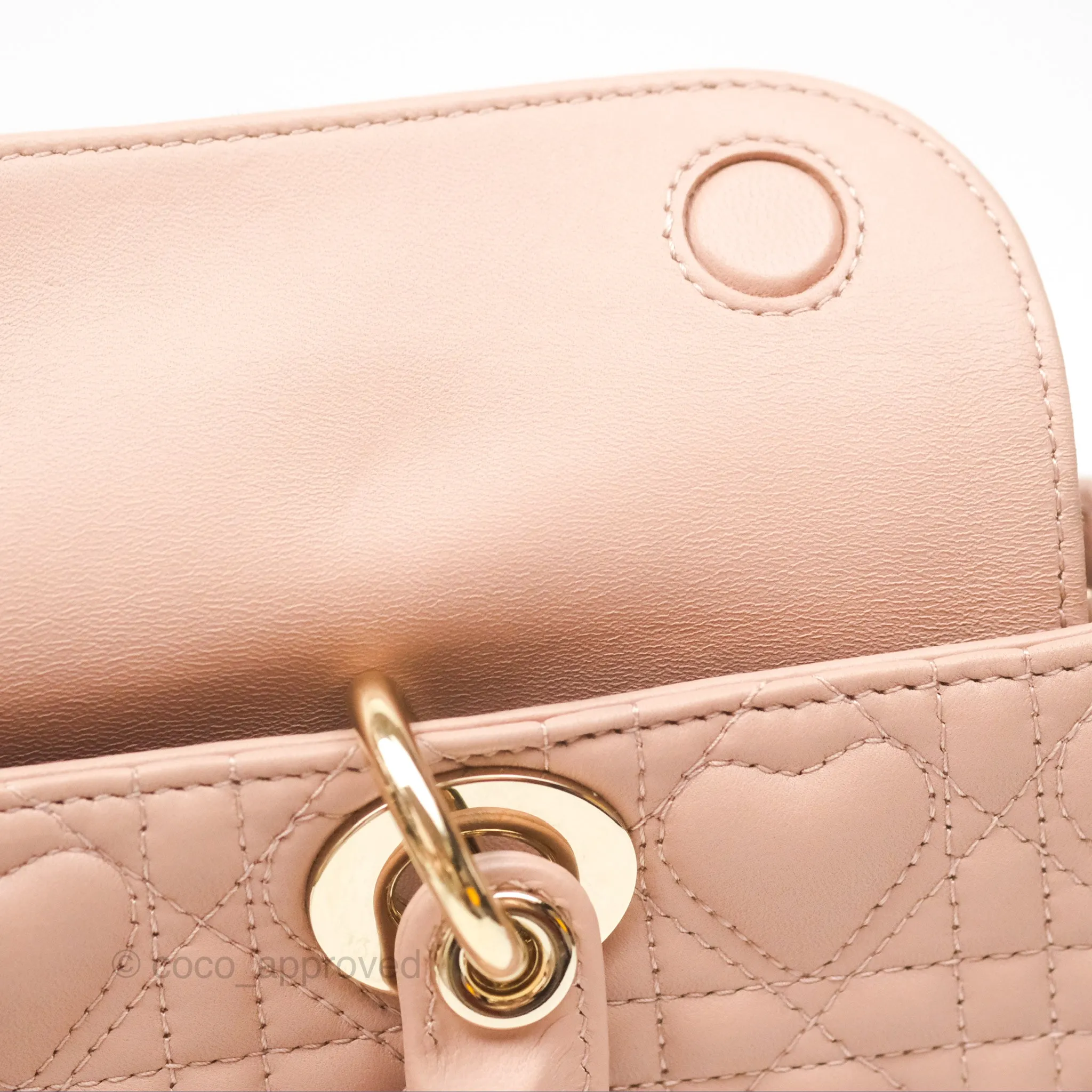 Christian Dior Medium Lady D-Joy Nude Pink Lambskin Heart Quilted