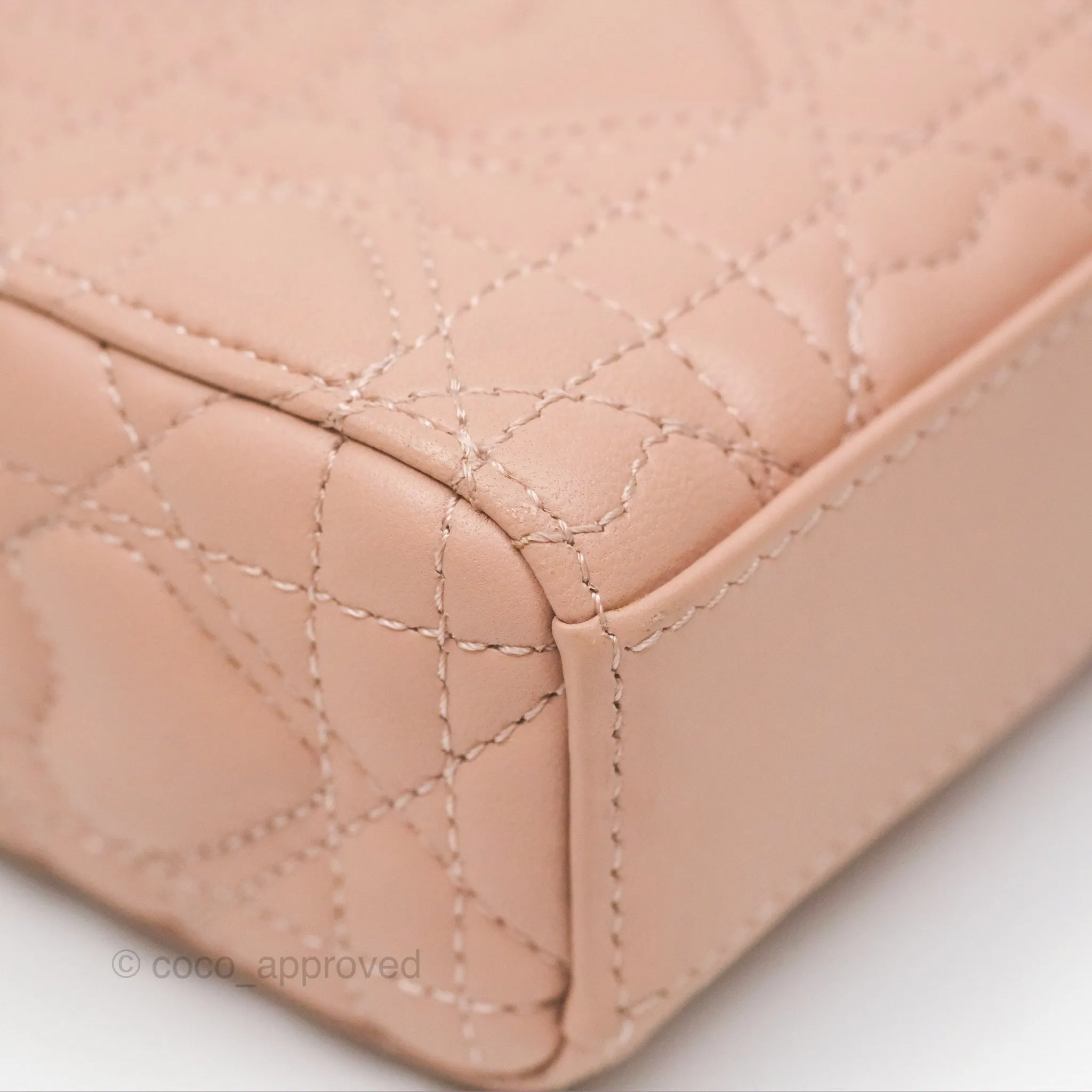 Christian Dior Medium Lady D-Joy Nude Pink Lambskin Heart Quilted