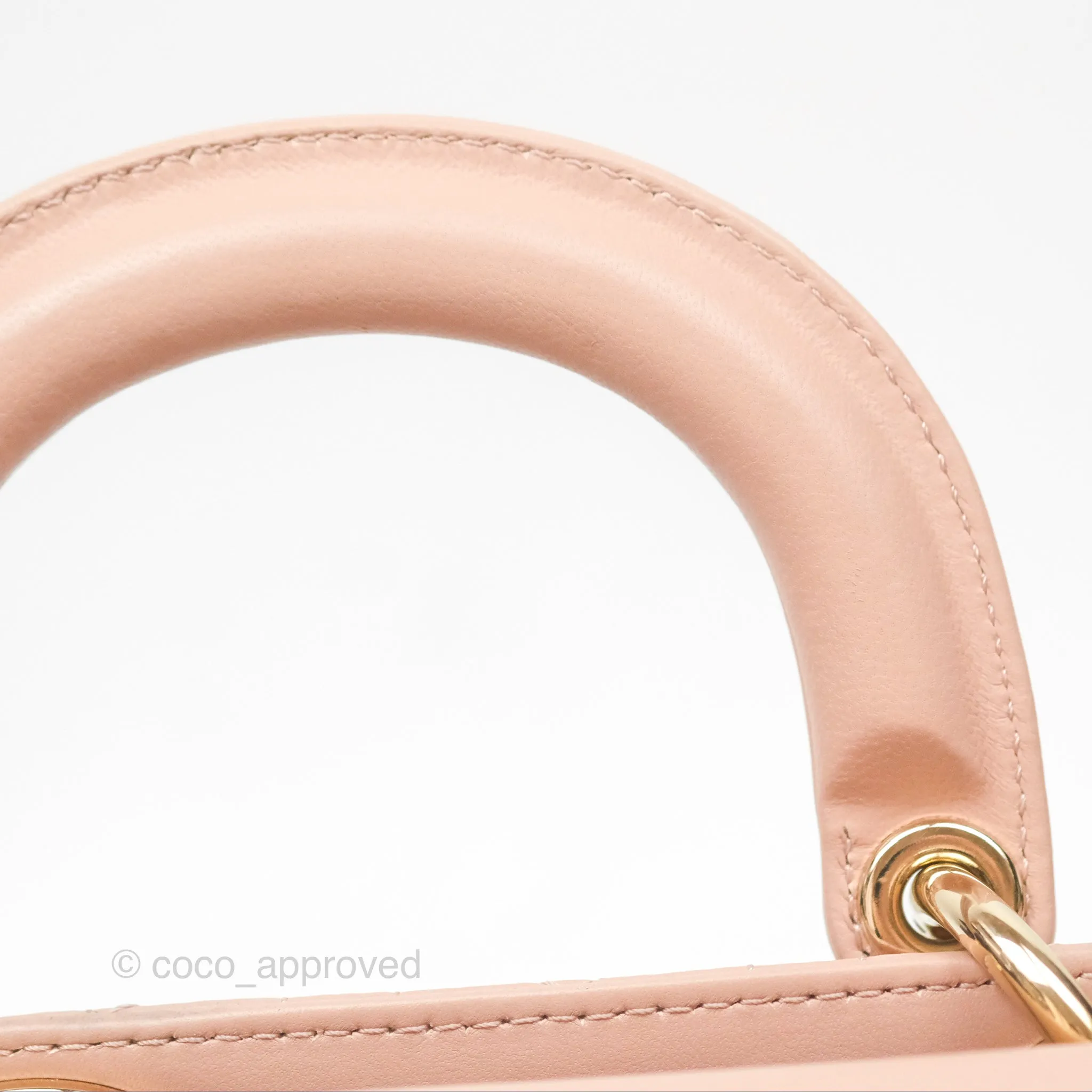 Christian Dior Medium Lady D-Joy Nude Pink Lambskin Heart Quilted