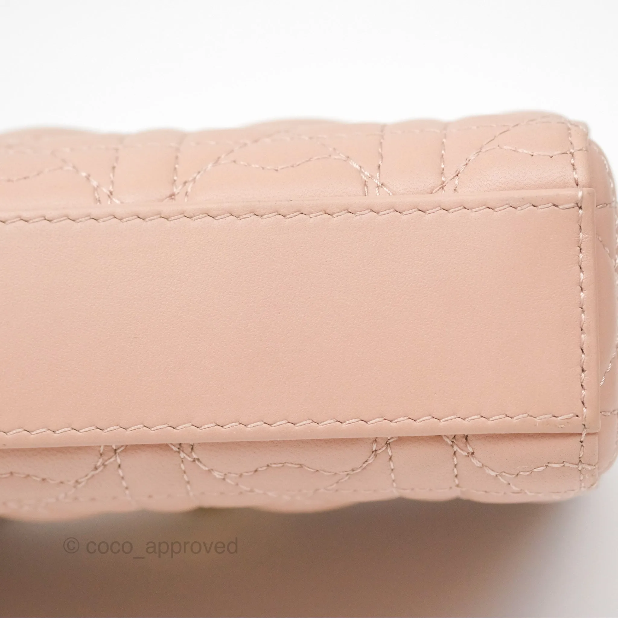 Christian Dior Medium Lady D-Joy Nude Pink Lambskin Heart Quilted