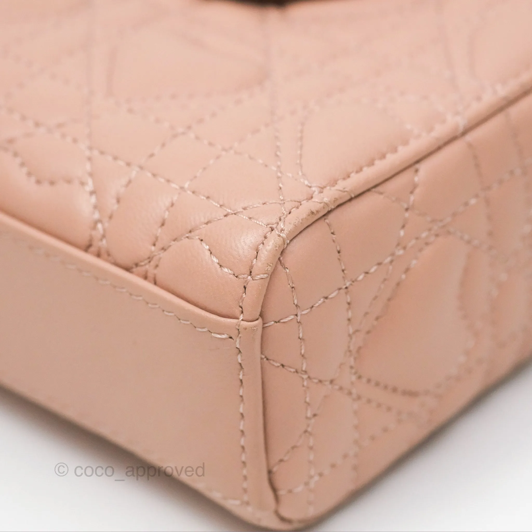 Christian Dior Medium Lady D-Joy Nude Pink Lambskin Heart Quilted