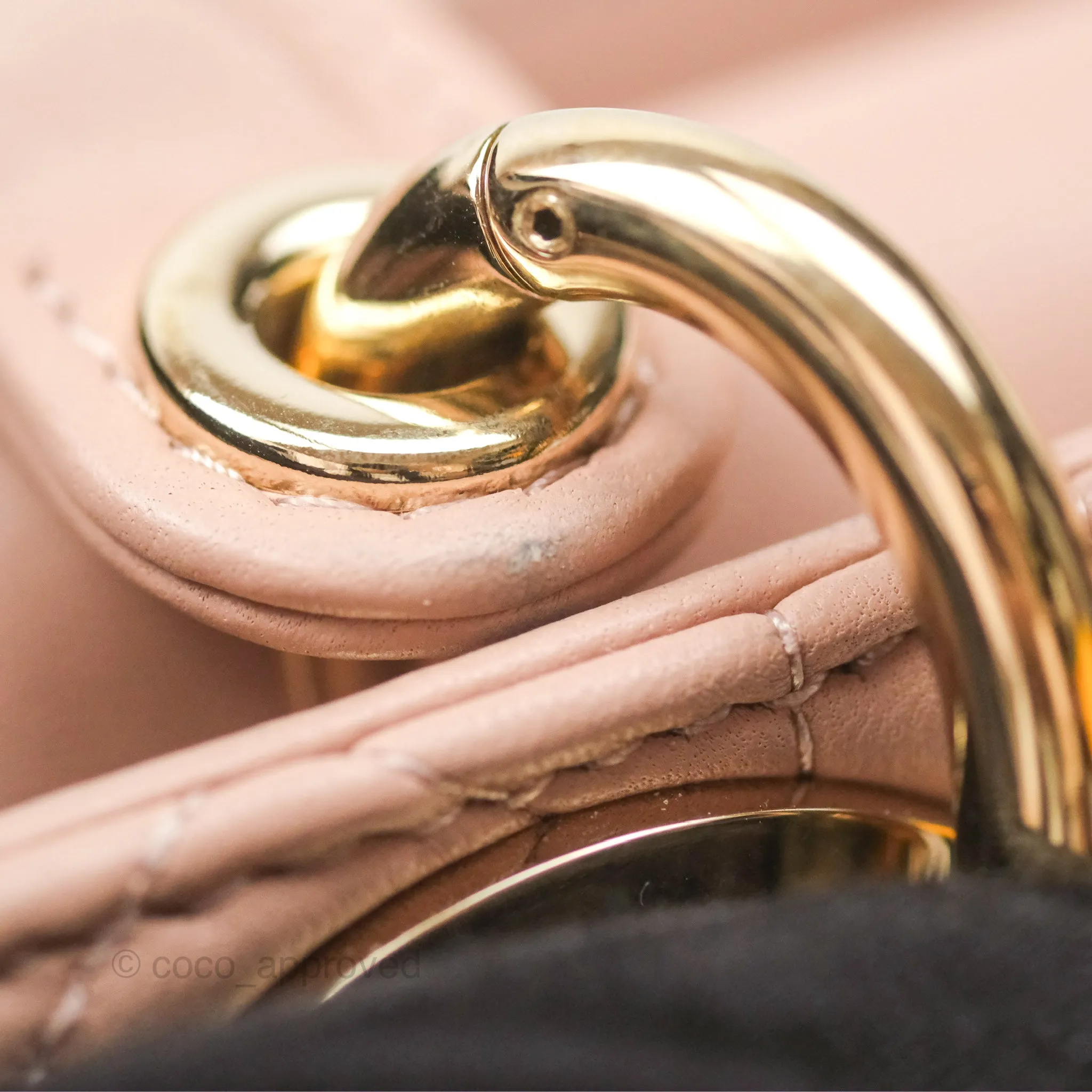 Christian Dior Medium Lady D-Joy Nude Pink Lambskin Heart Quilted