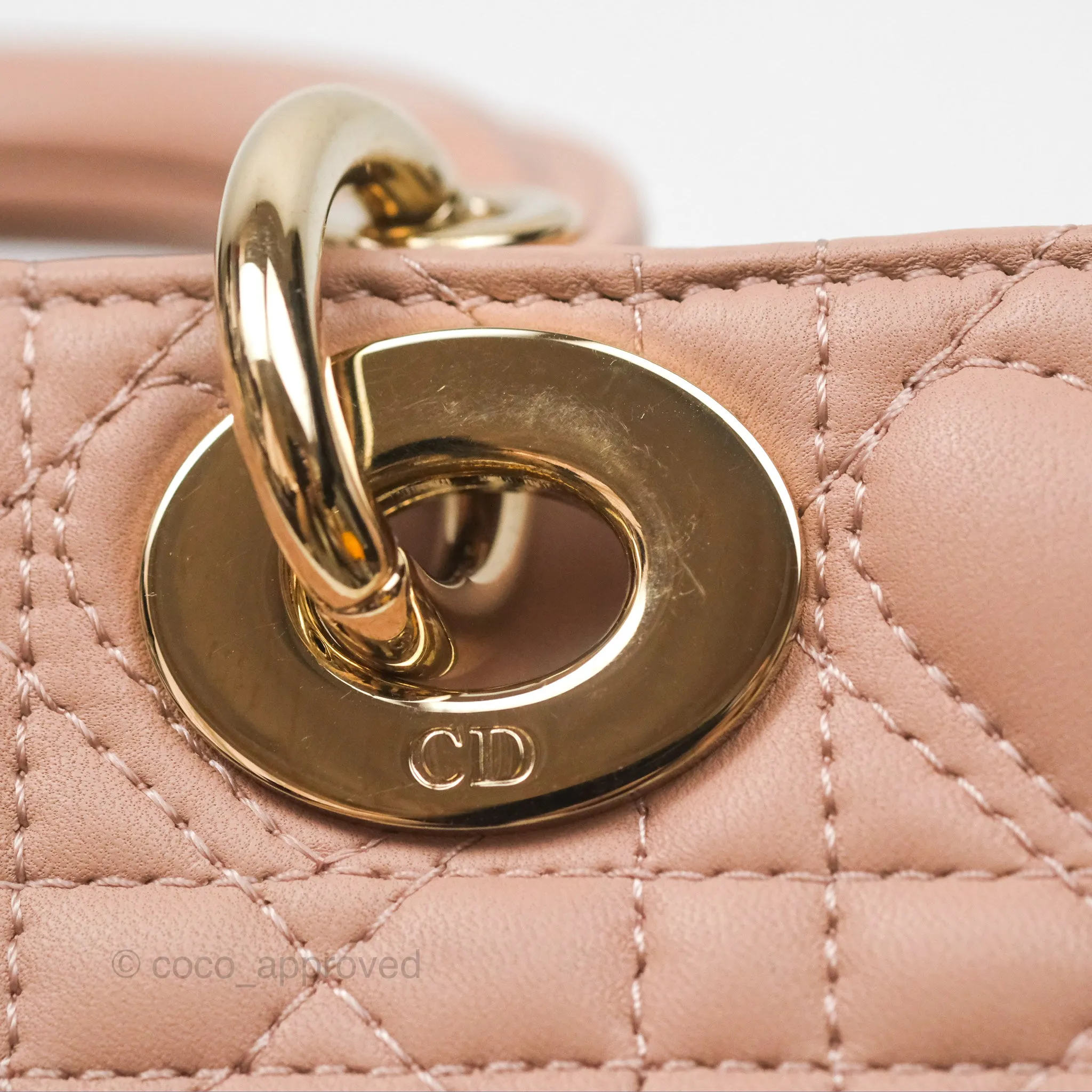 Christian Dior Medium Lady D-Joy Nude Pink Lambskin Heart Quilted