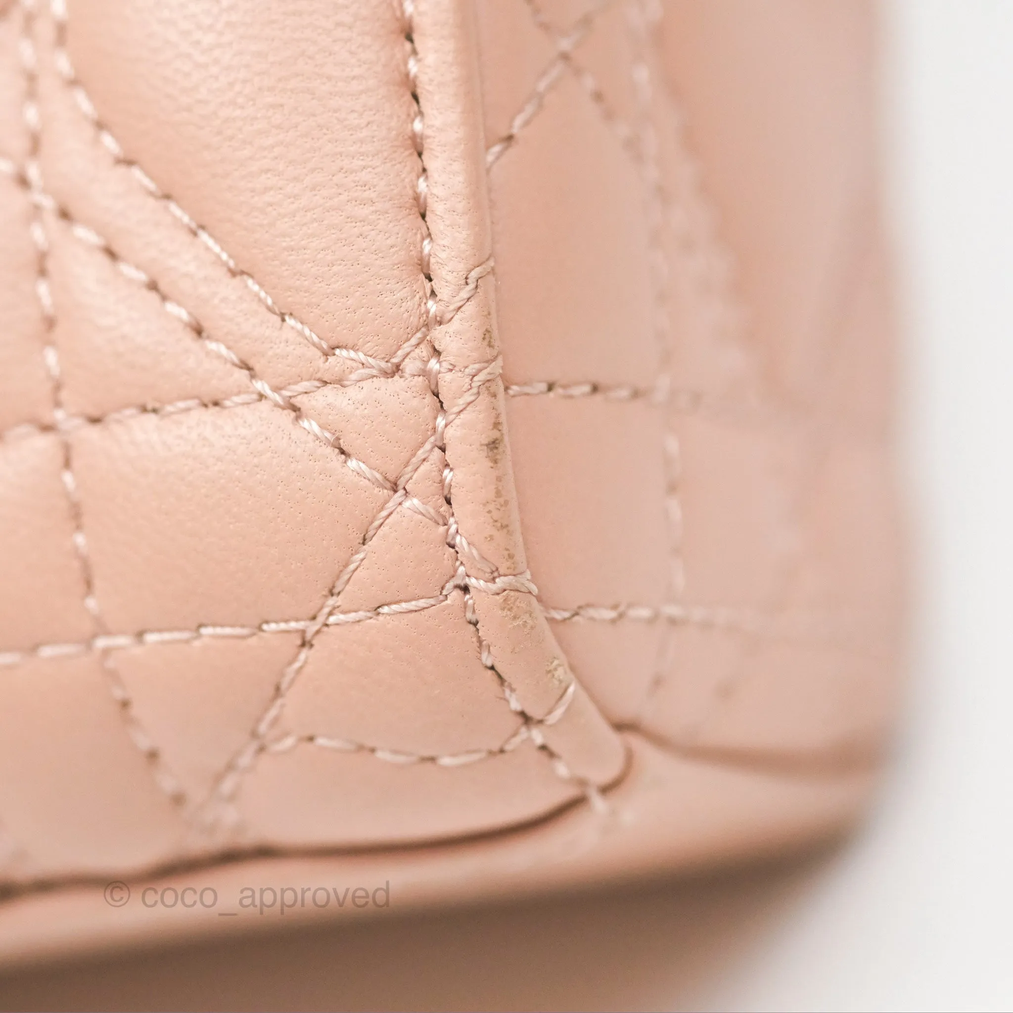 Christian Dior Medium Lady D-Joy Nude Pink Lambskin Heart Quilted
