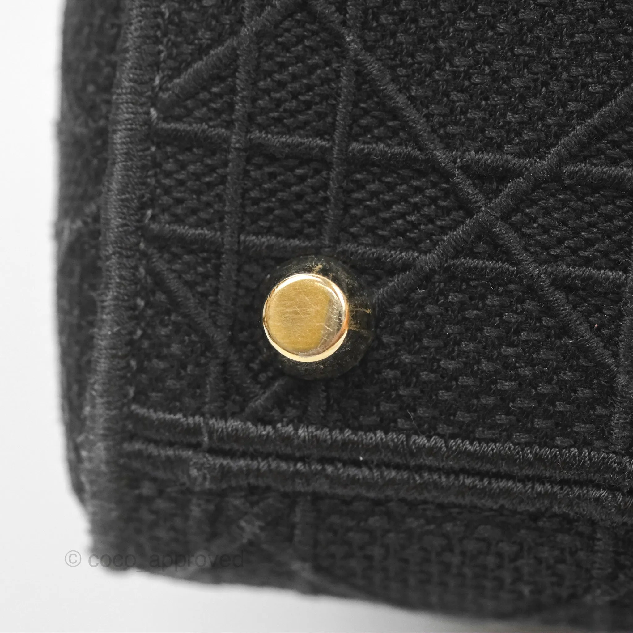 Christian Dior Medium Lady D-Lite Bag Black Cannage Embroidery Gold Hardware