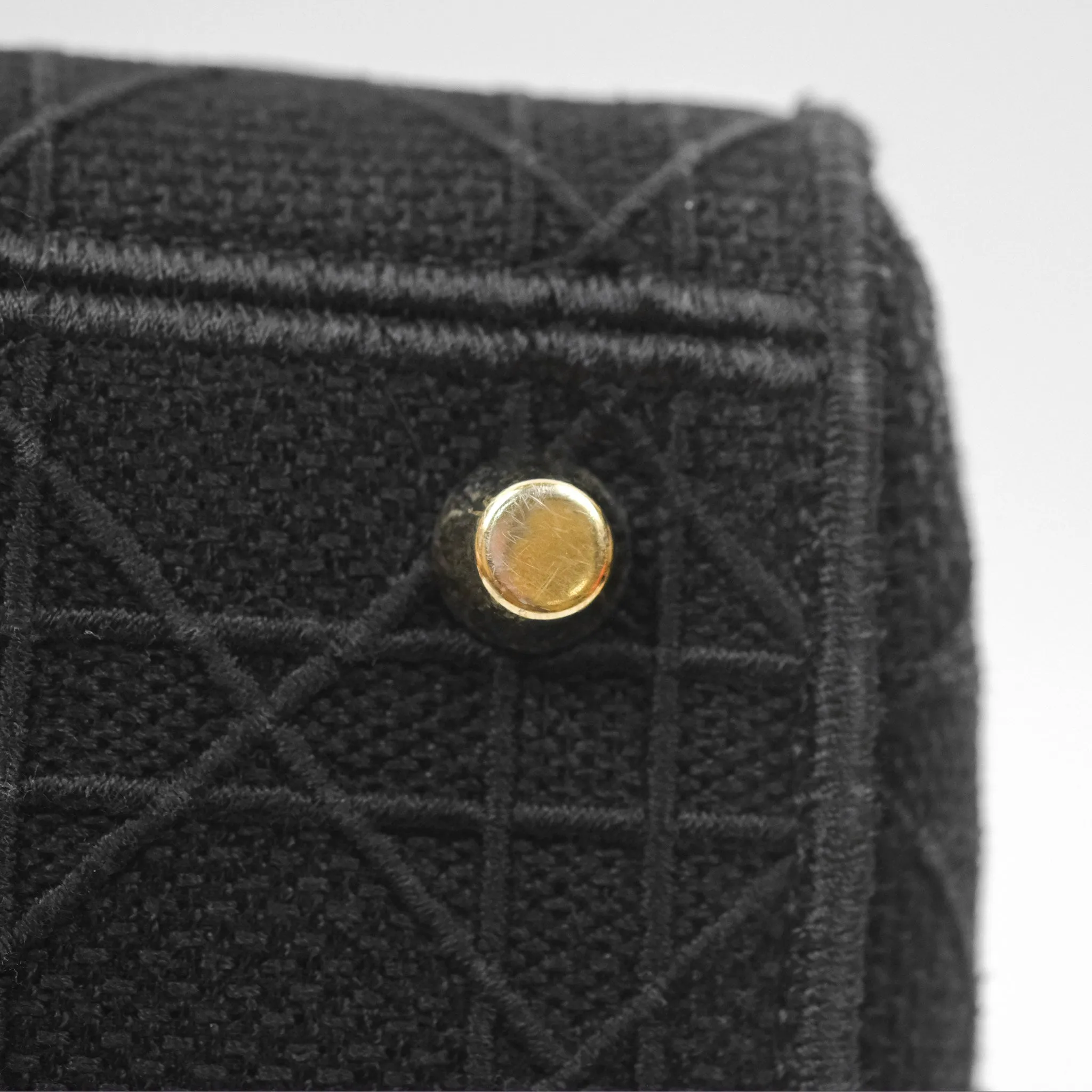 Christian Dior Medium Lady D-Lite Bag Black Cannage Embroidery Gold Hardware