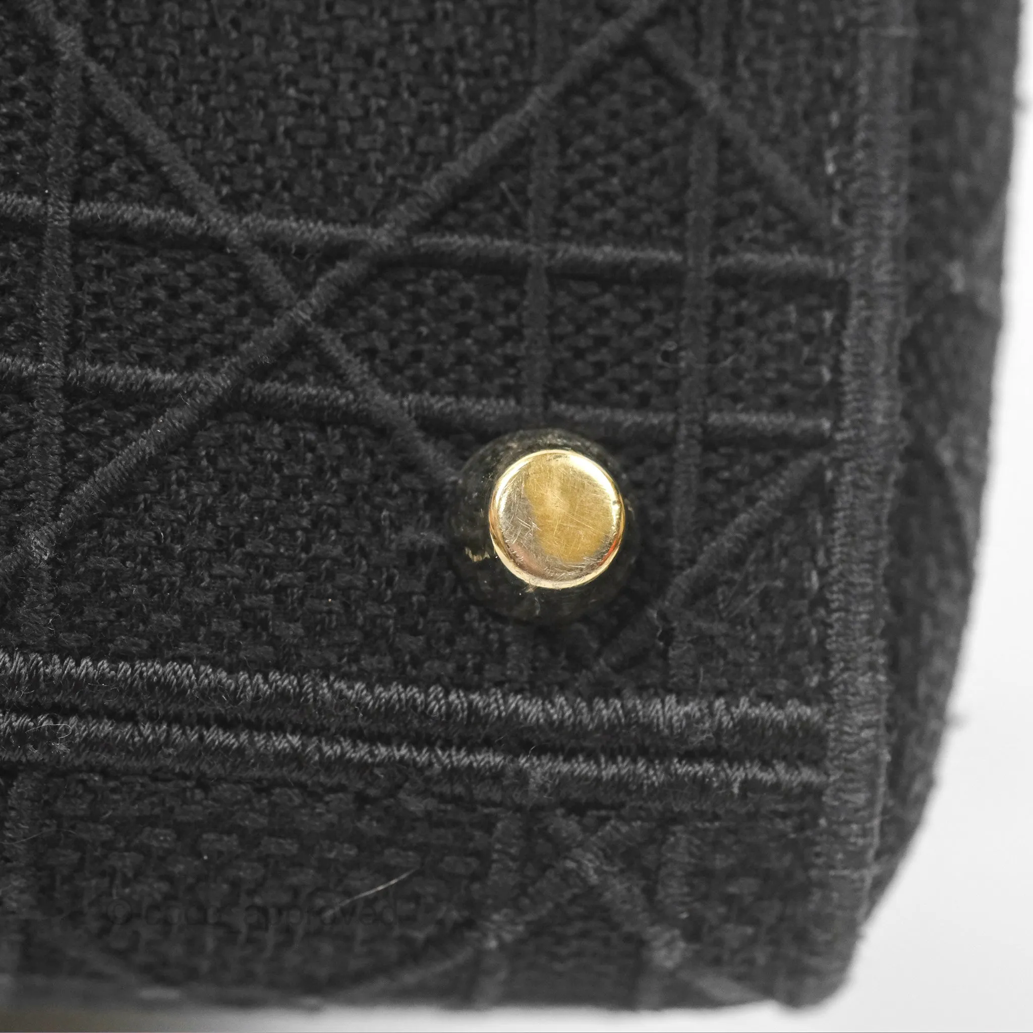 Christian Dior Medium Lady D-Lite Bag Black Cannage Embroidery Gold Hardware