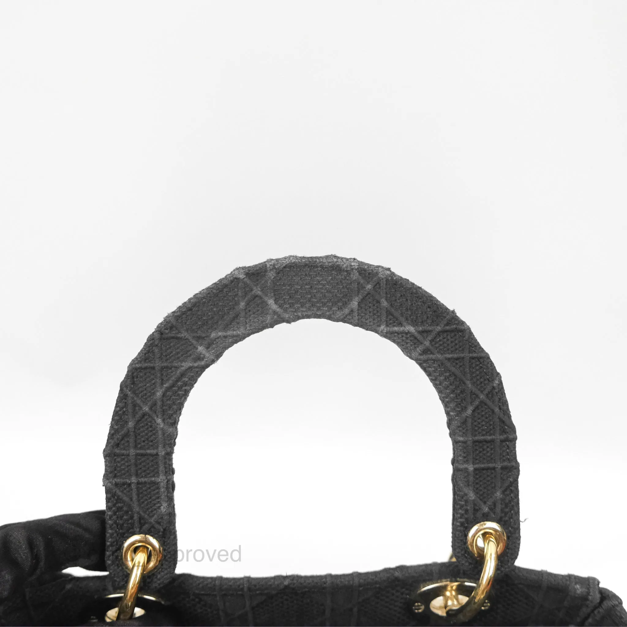 Christian Dior Medium Lady D-Lite Bag Black Cannage Embroidery Gold Hardware