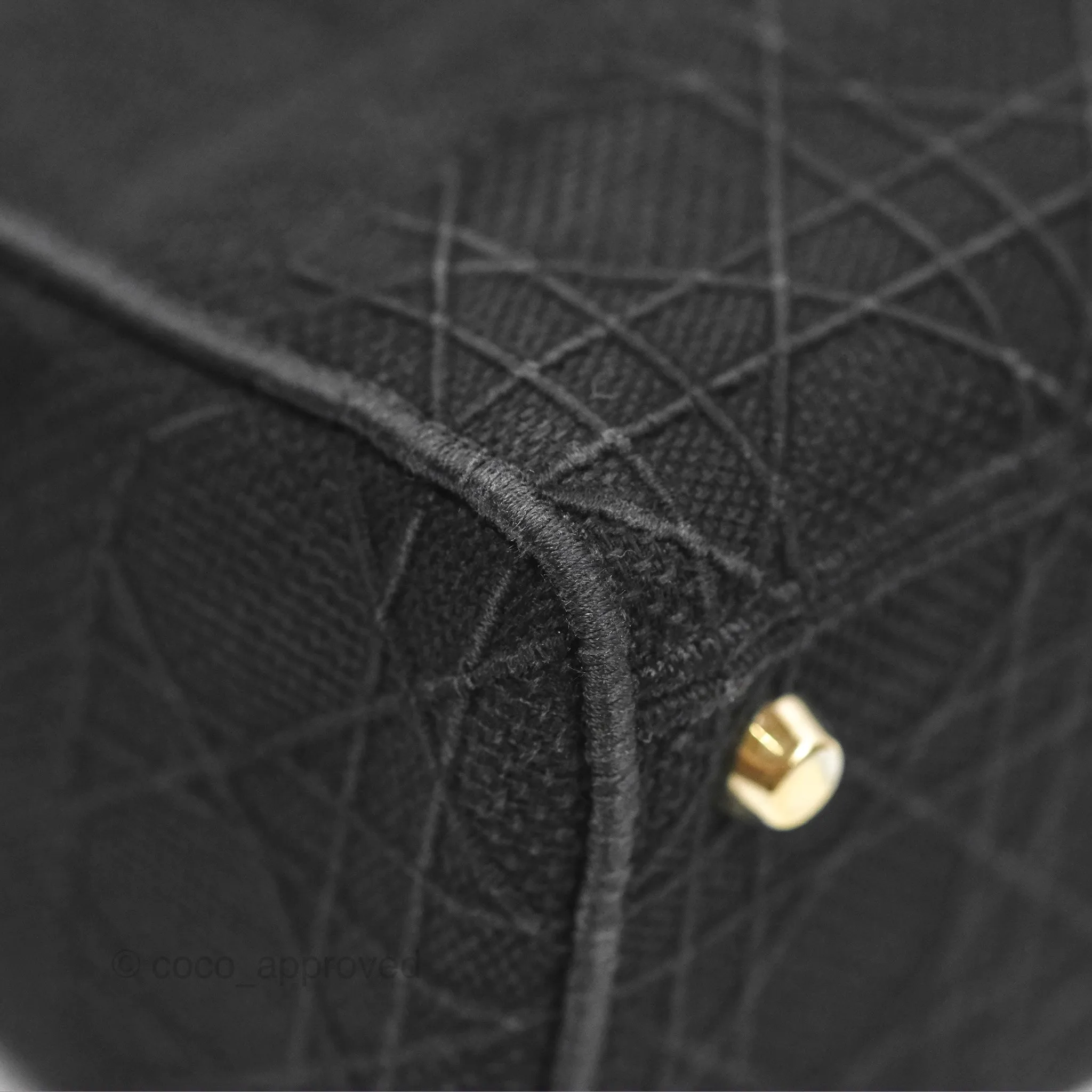 Christian Dior Medium Lady D-Lite Bag Black Cannage Embroidery Gold Hardware