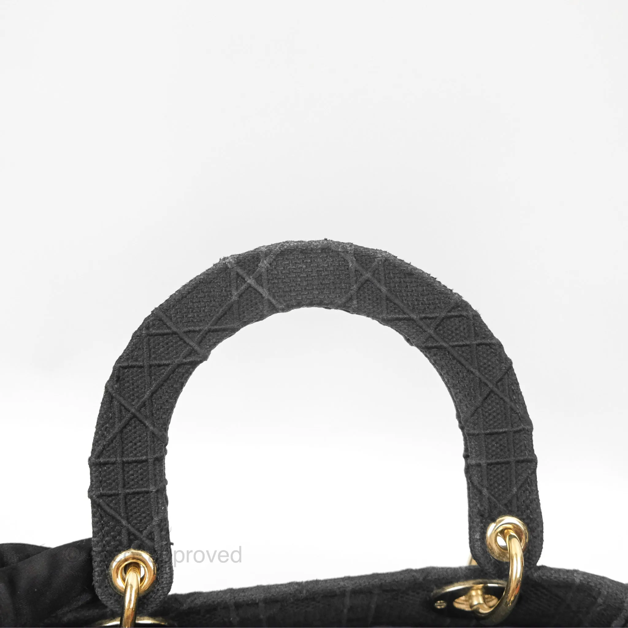 Christian Dior Medium Lady D-Lite Bag Black Cannage Embroidery Gold Hardware