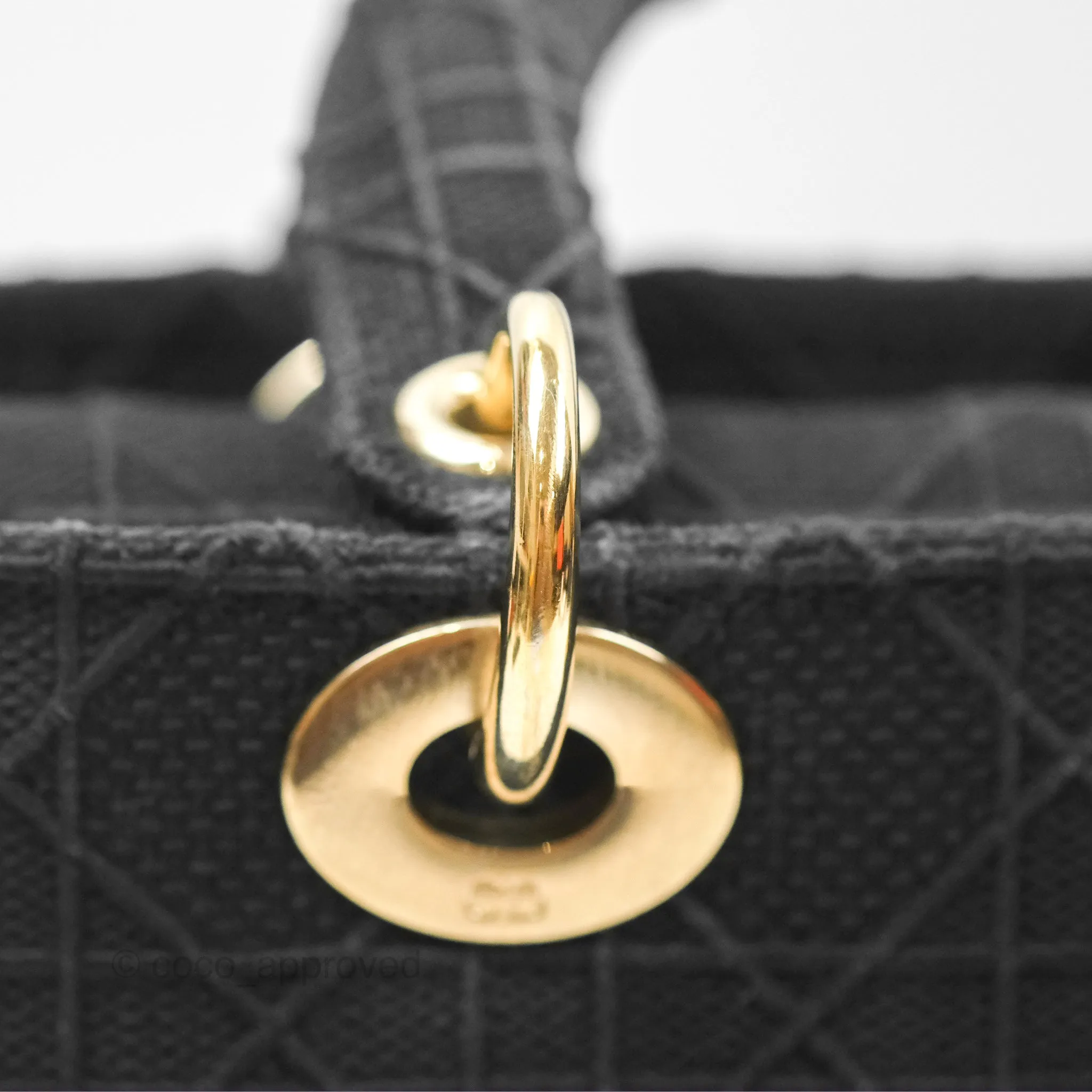 Christian Dior Medium Lady D-Lite Bag Black Cannage Embroidery Gold Hardware