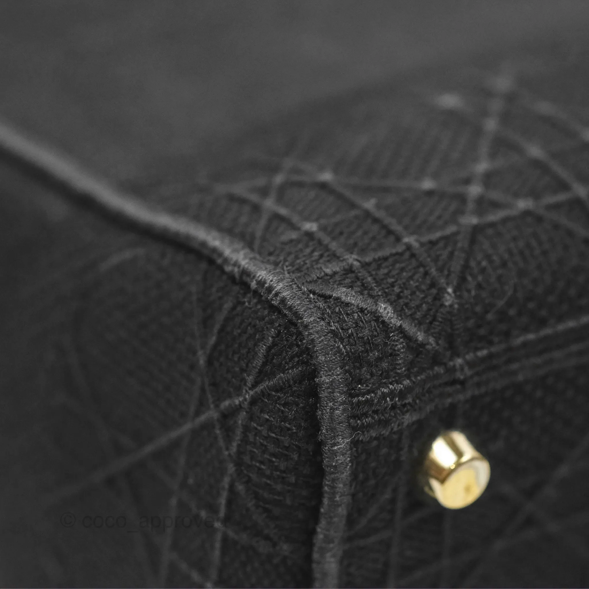 Christian Dior Medium Lady D-Lite Bag Black Cannage Embroidery Gold Hardware