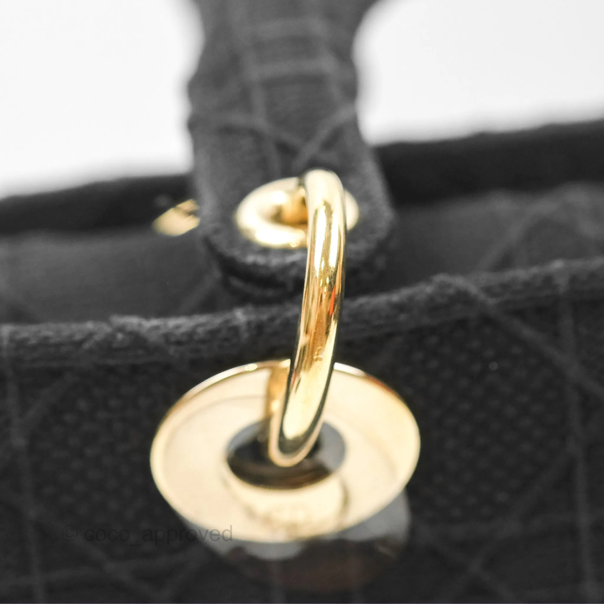 Christian Dior Medium Lady D-Lite Bag Black Cannage Embroidery Gold Hardware