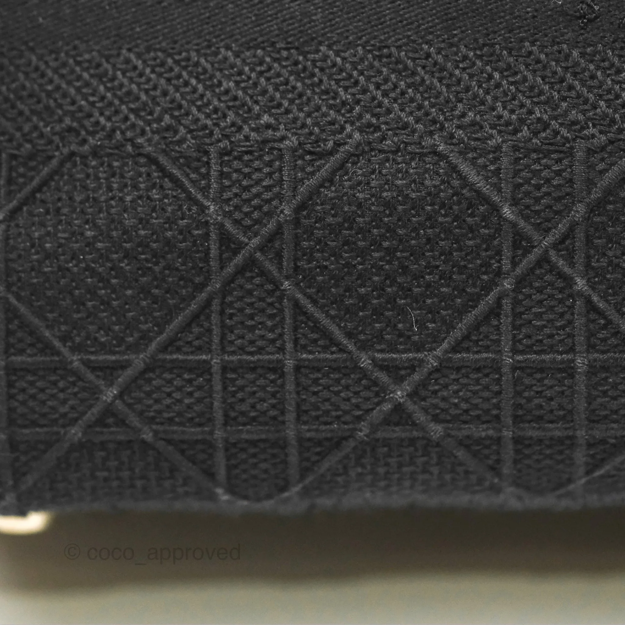 Christian Dior Medium Lady D-Lite Bag Black Cannage Embroidery Gold Hardware