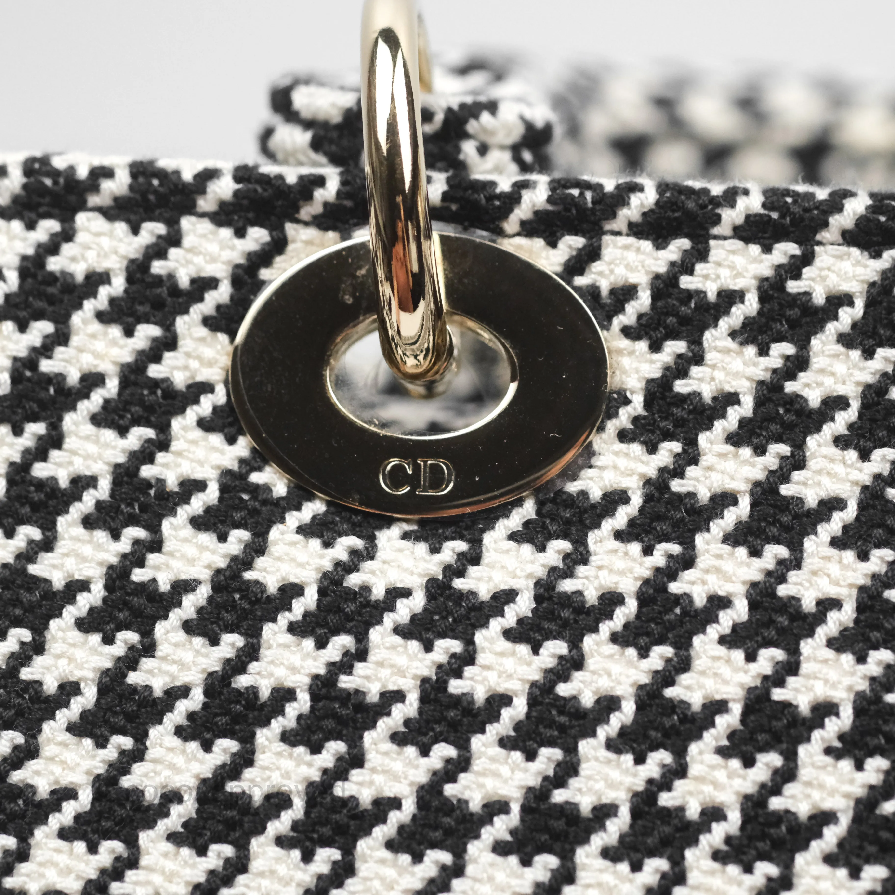 Christian Dior Medium Lady D-Lite Bag Black White Houndstooth