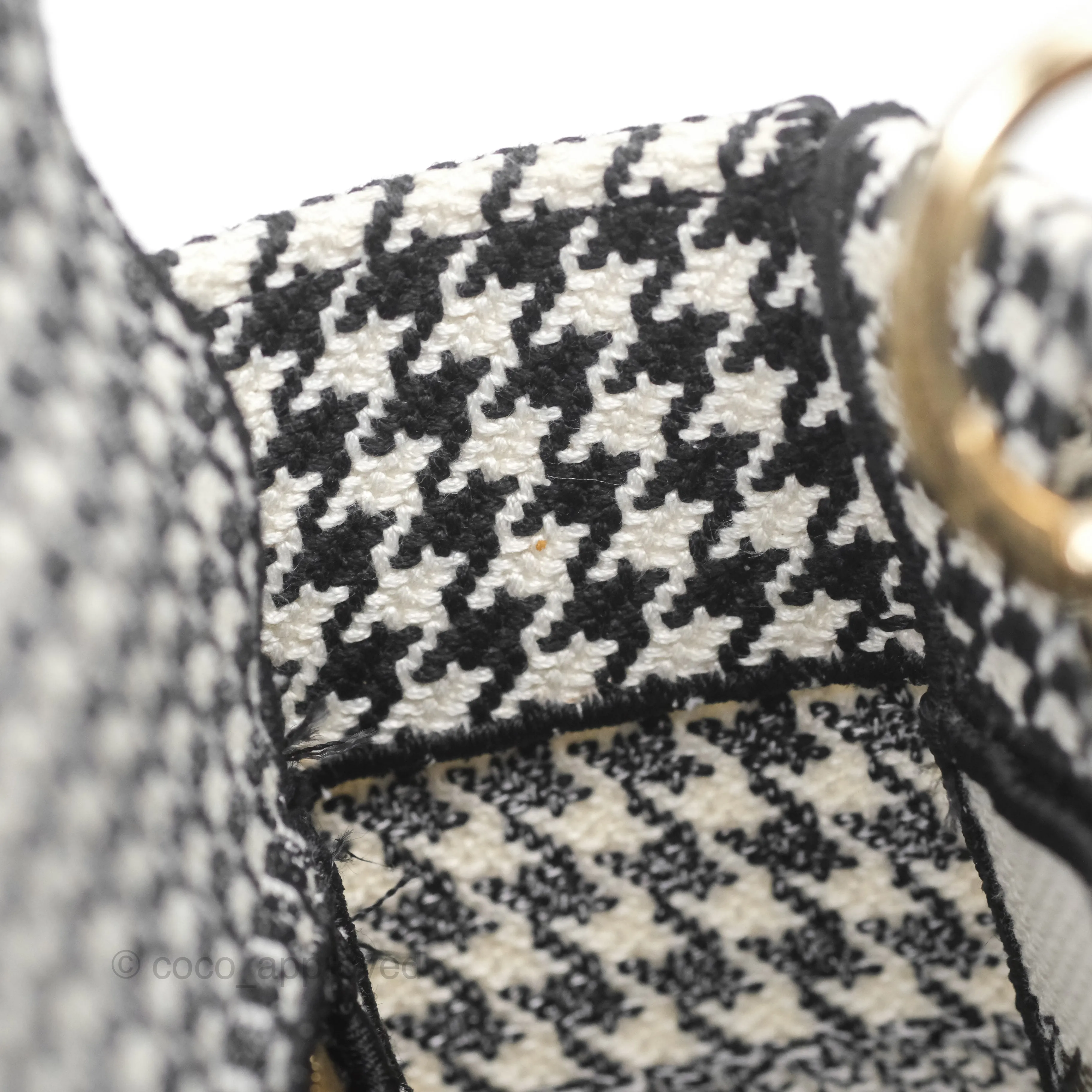 Christian Dior Medium Lady D-Lite Bag Black White Houndstooth