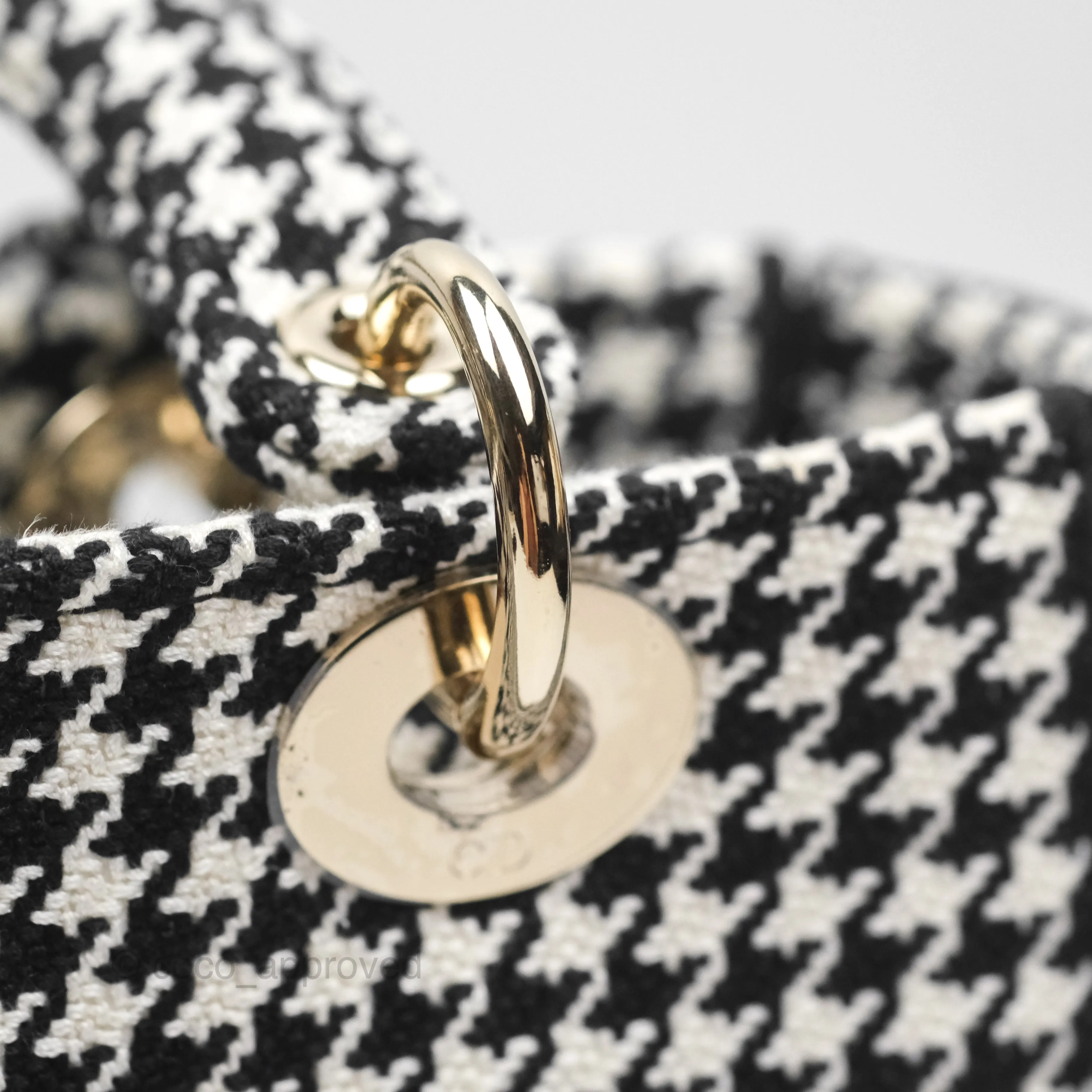 Christian Dior Medium Lady D-Lite Bag Black White Houndstooth